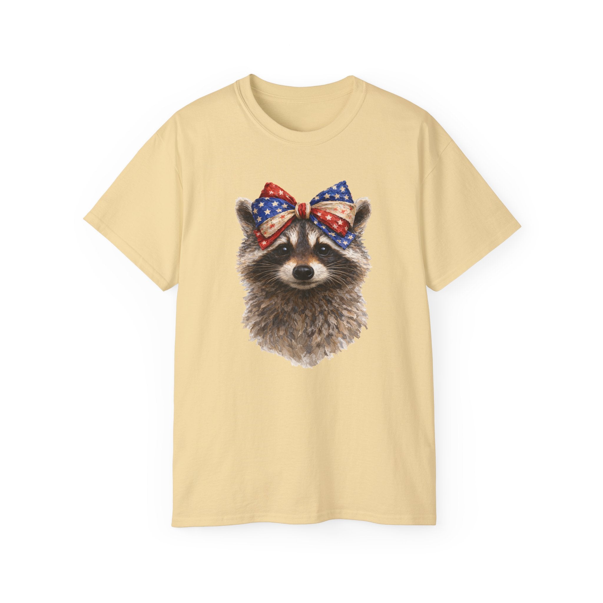 Raccoon with American Flag Bow Tee