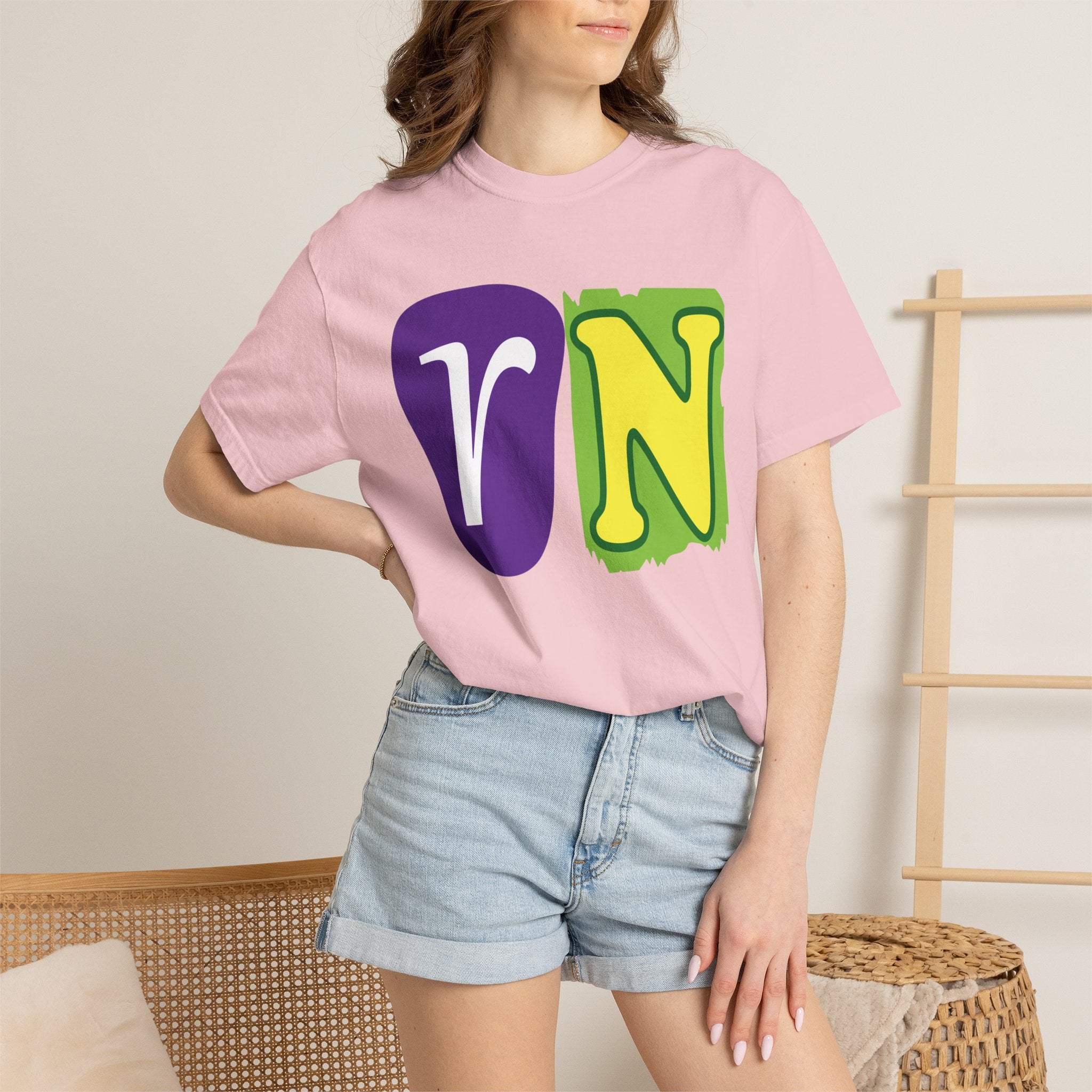 RN Block Letter T-Shirt — Playful Color-Block Initial Tee