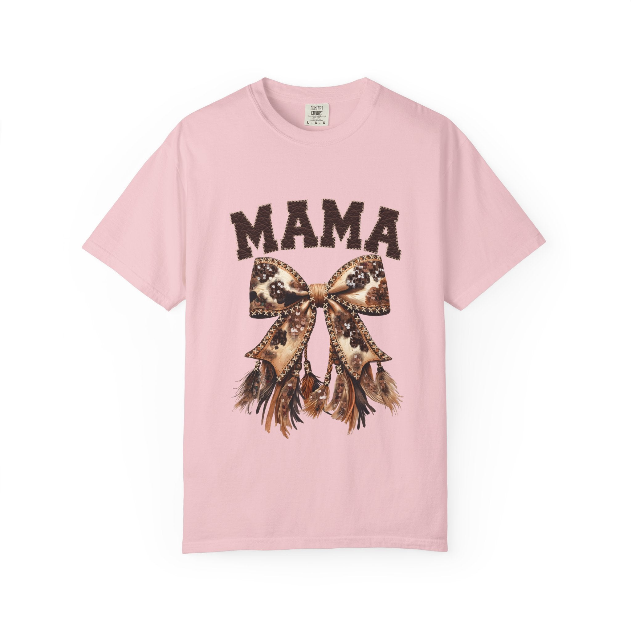 Mama Leopard Bow T‑Shirt – Floral Fringe Mom Tee