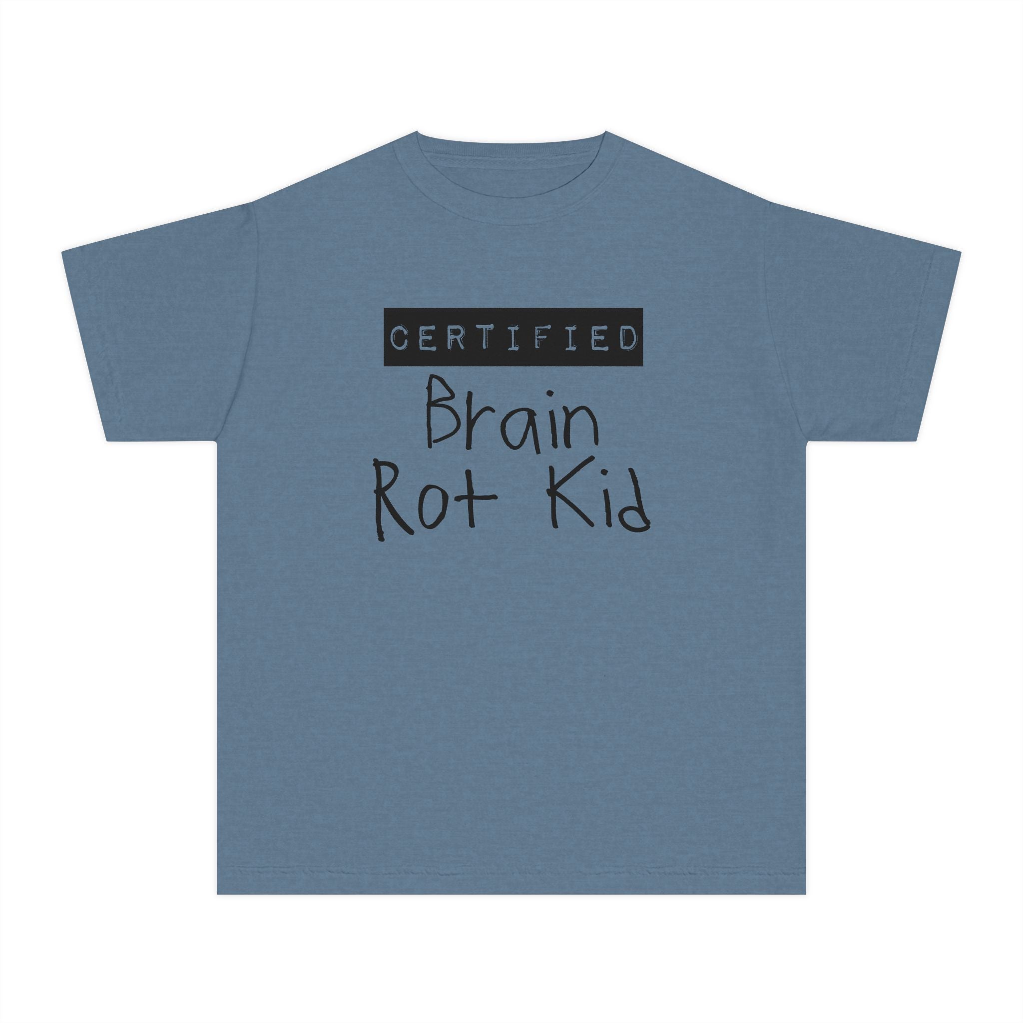 Youth T‑Shirt “Certified Brain Rot Kid” Graphic Tee — Funny Retro Handwritten Kids Shirt