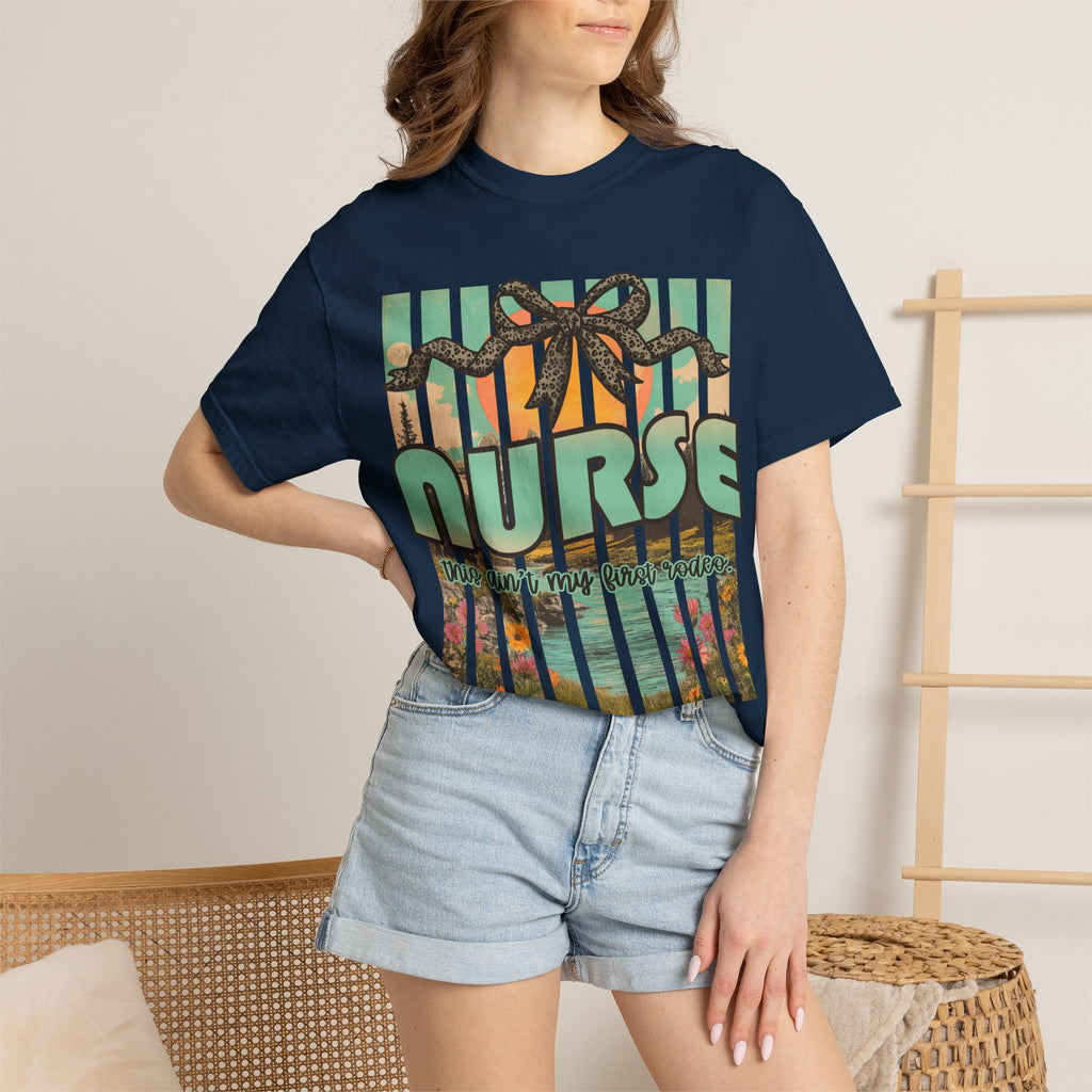Nurse Floral Ribbon Graphic T-Shirt