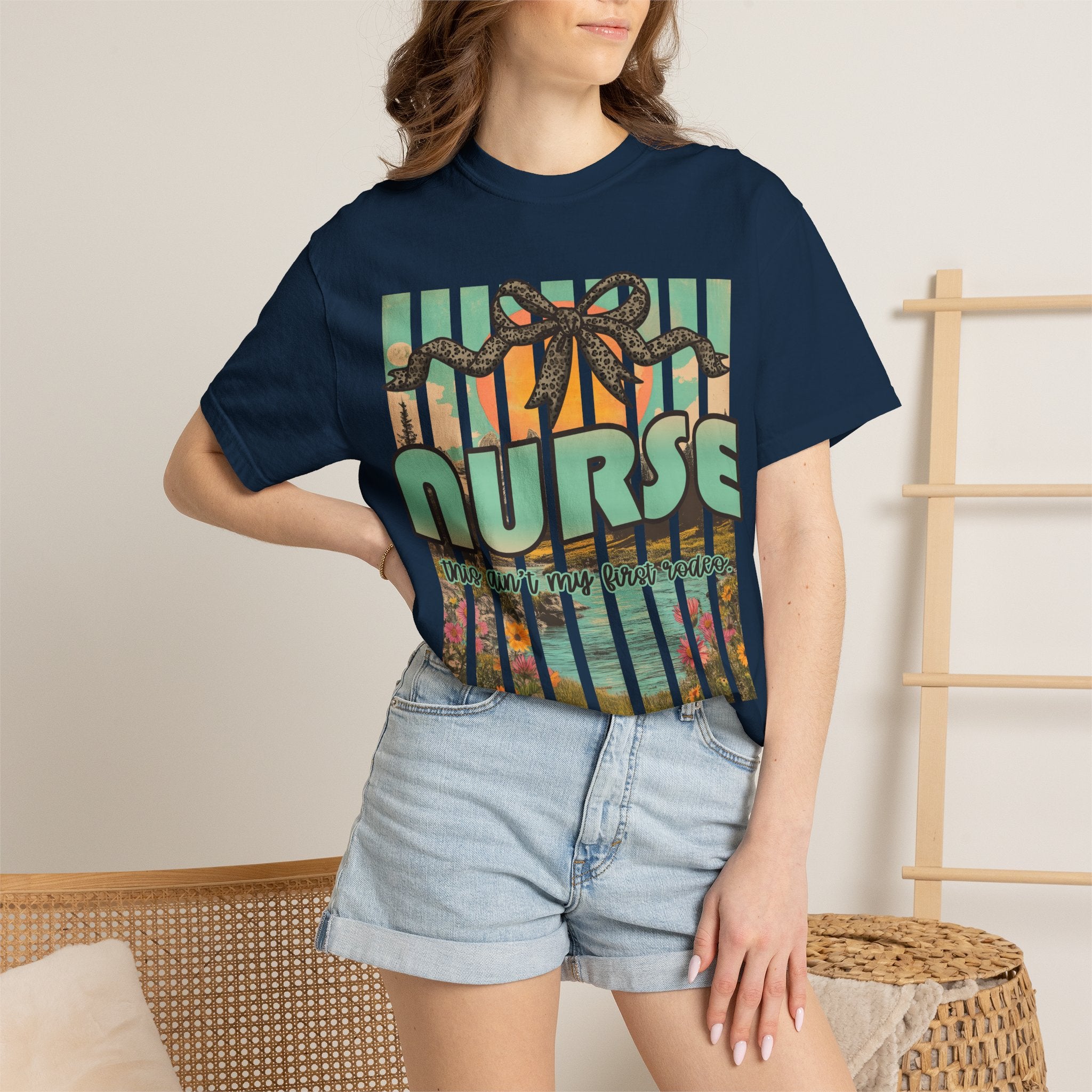 Nurse Floral Ribbon Graphic T-Shirt