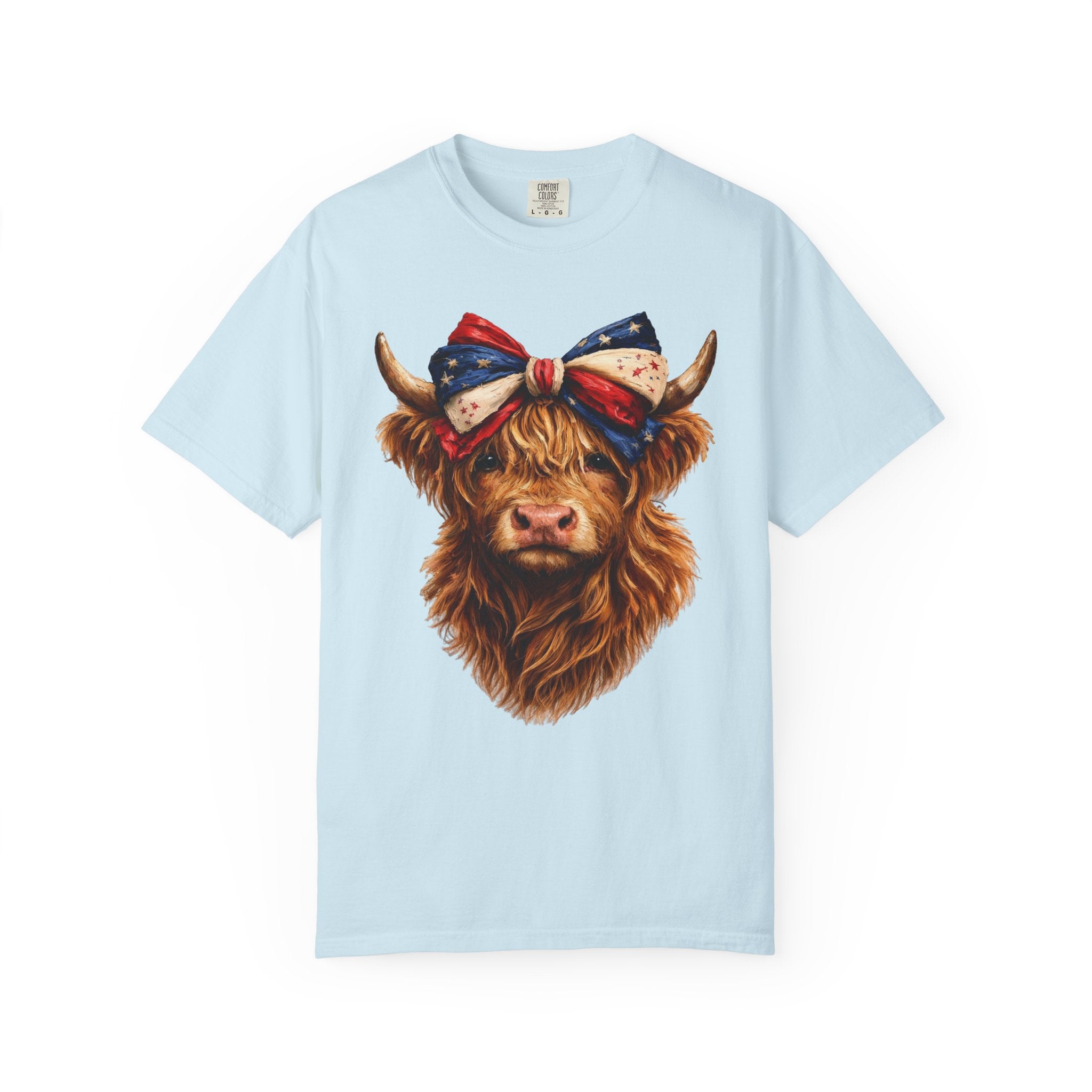 Highland Cow Tee — Patriotic Bandana Cow Graphic T-Shirt