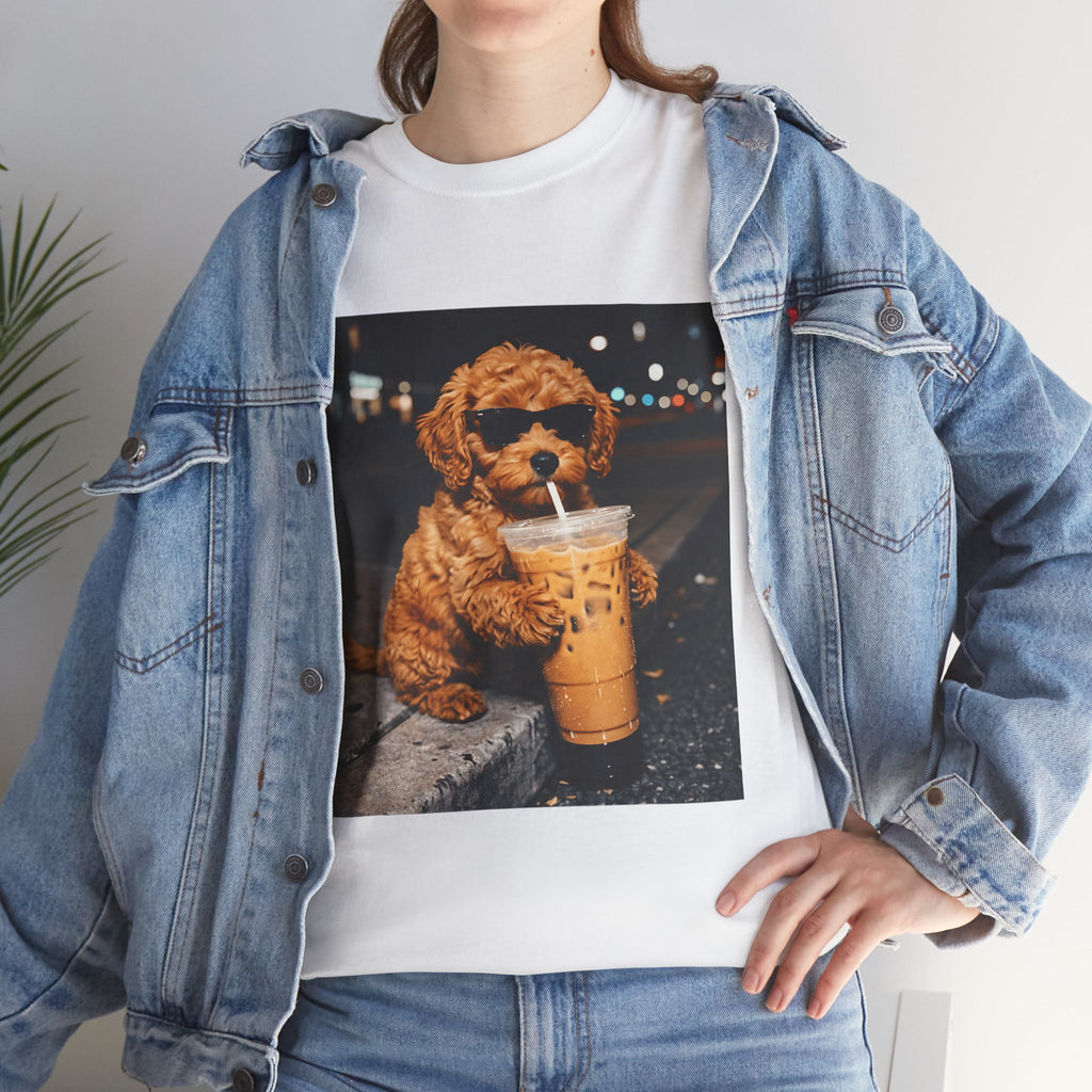 Puppy Drinking Iced Coffee T-Shirt