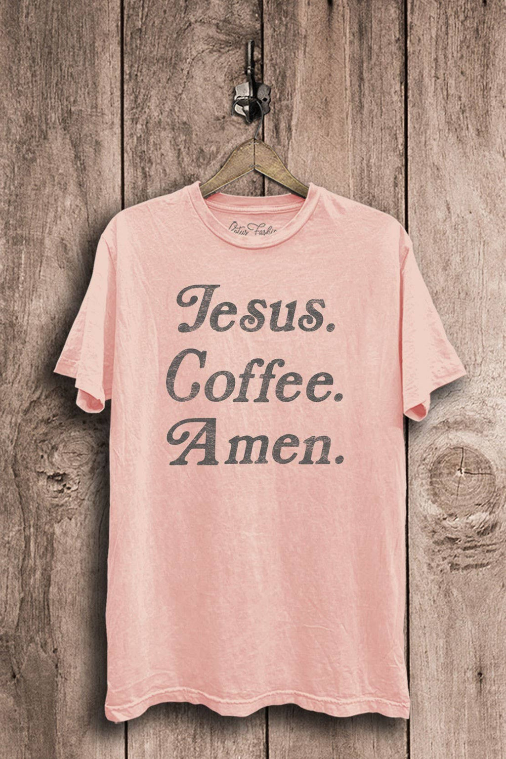 Jesus Coffee Amen Graphic Top: Mocha Mineral Wash / S