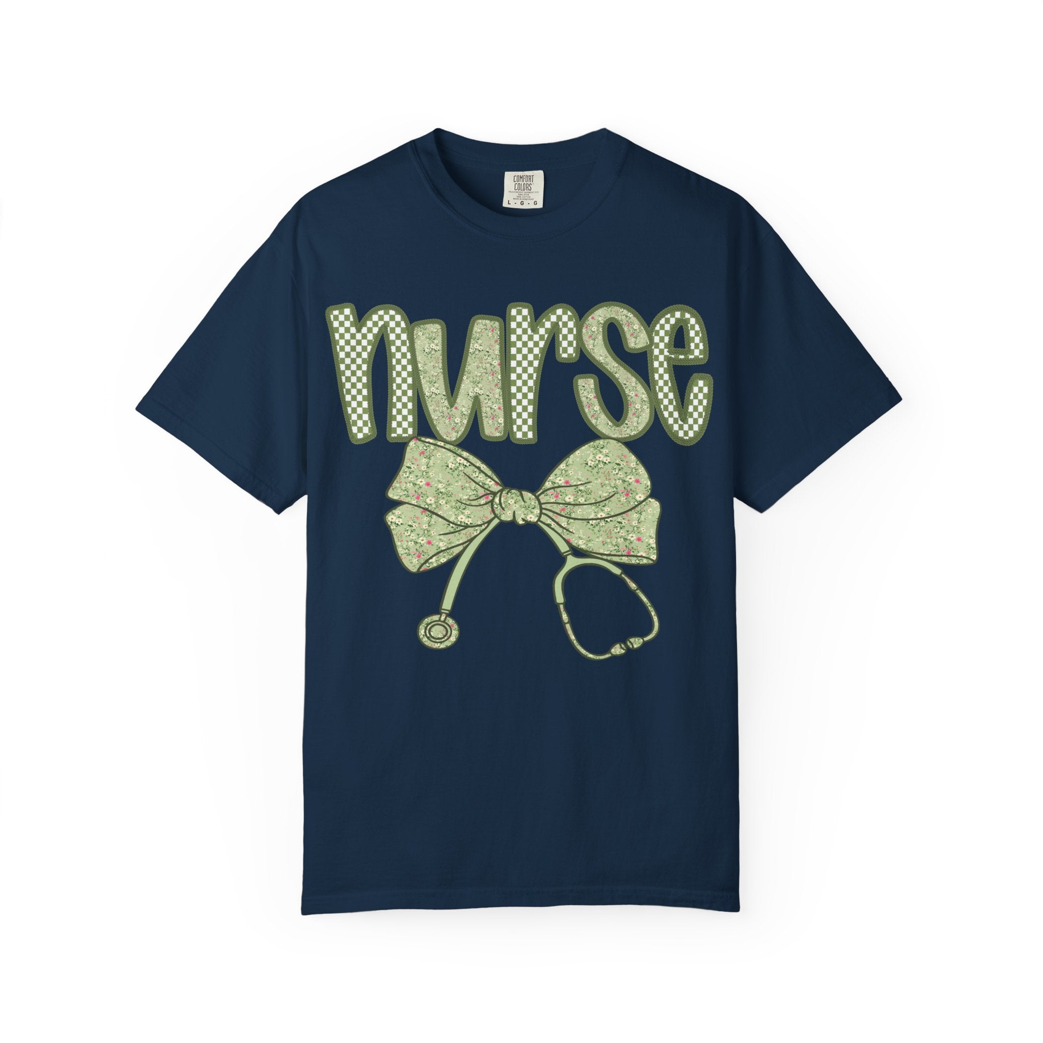 Nurse Bow Stethoscope T-Shirt — Cute Green Nurse Graphic Tee