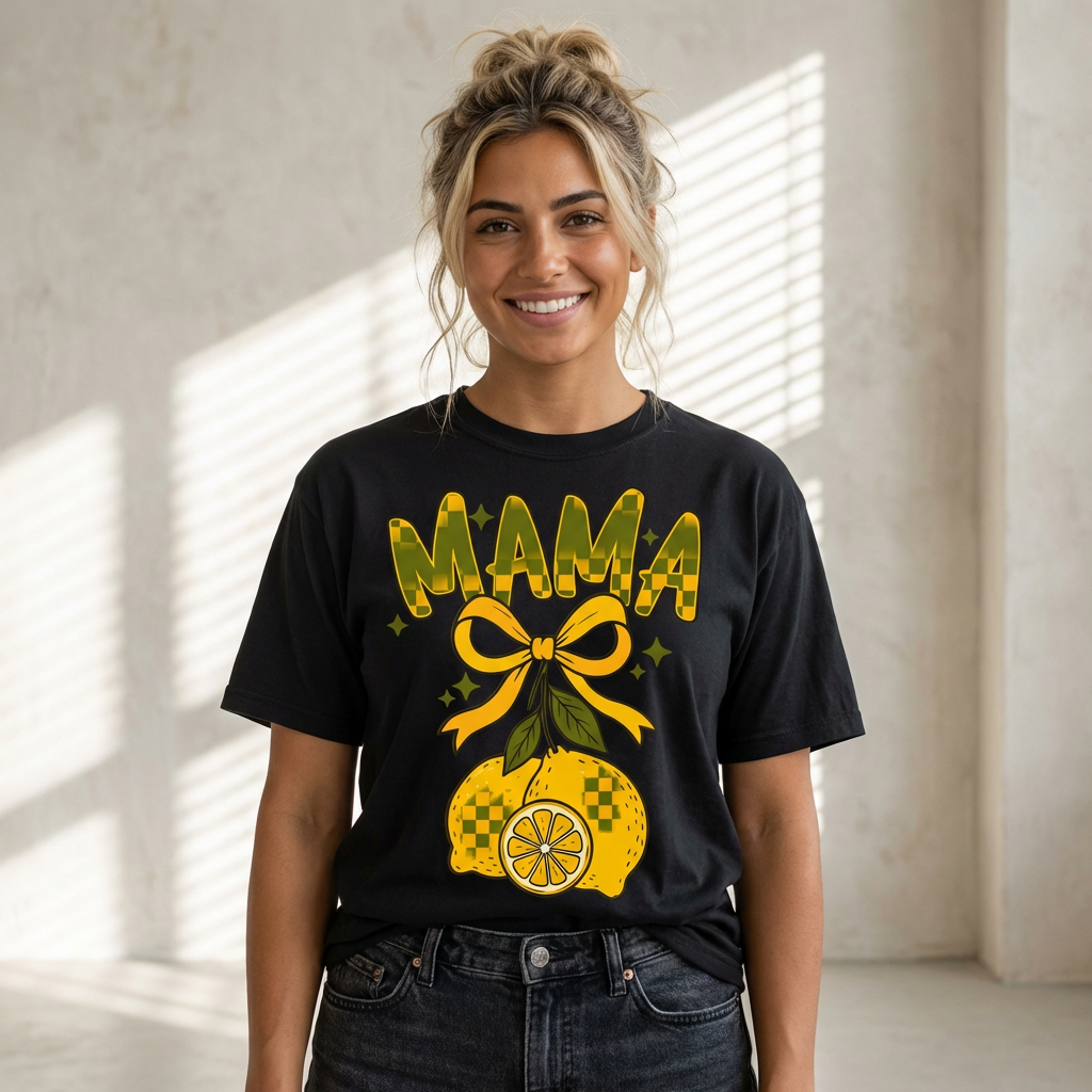 Mama Lemon Graphic T-Shirt – Retro Citrus Mom Shirt