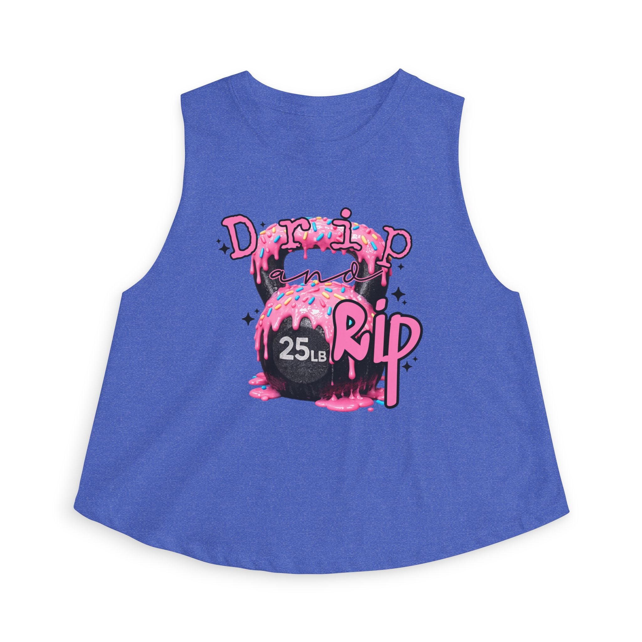 Crop Top — 'Drip or Rip' Pink Kettlebell Fitness Graphic