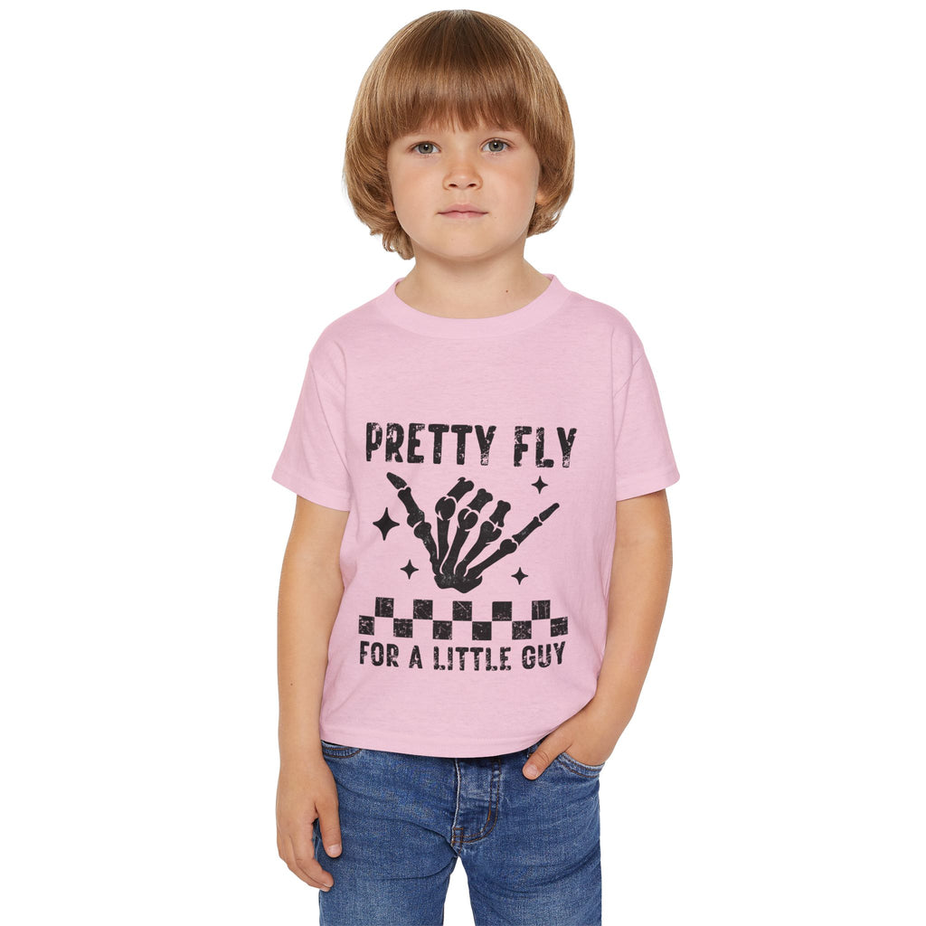 Toddler T-Shirt — "Pretty Fly for a Little Guy" Skeleton Hand Graphic
