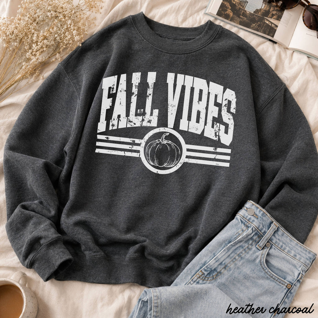 Fall Vibes Sweatshirt / Heather Charcoal Only