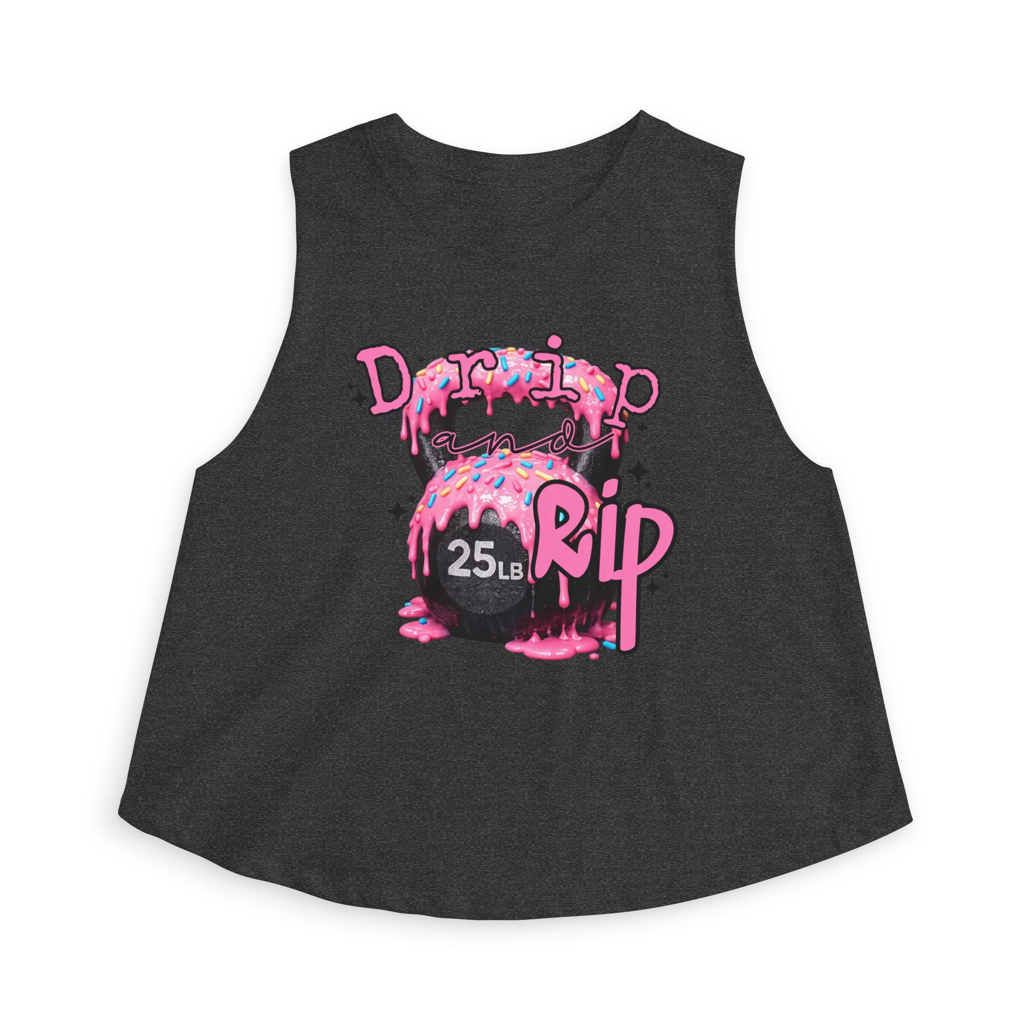 Crop Top — 'Drip or Rip' Pink Kettlebell Fitness Graphic