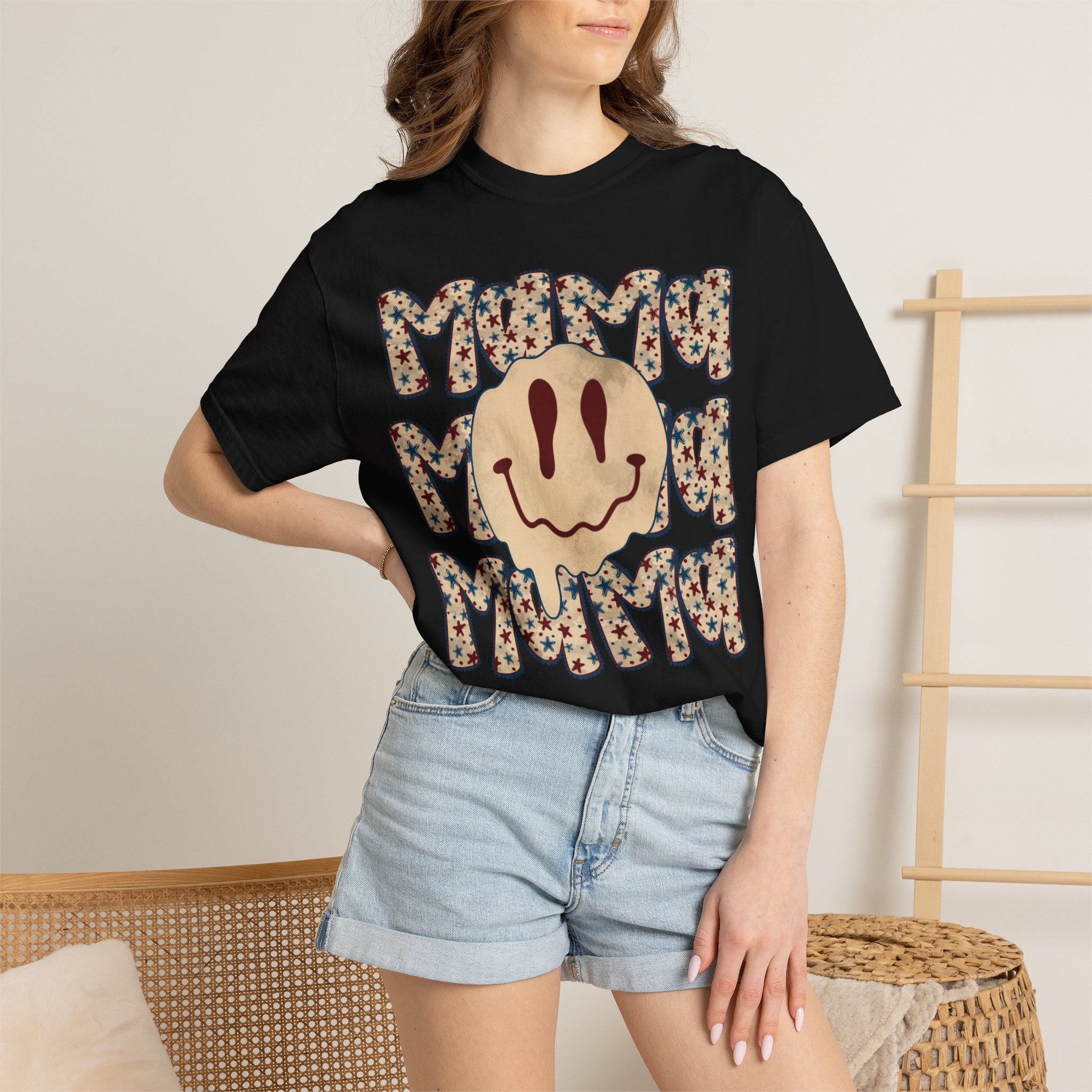 Retro Happy Face 'Mmmm' Floral Graphic T-Shirt