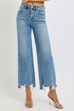 Plus Size High Rise Crop Wide Step Hem Jeans
