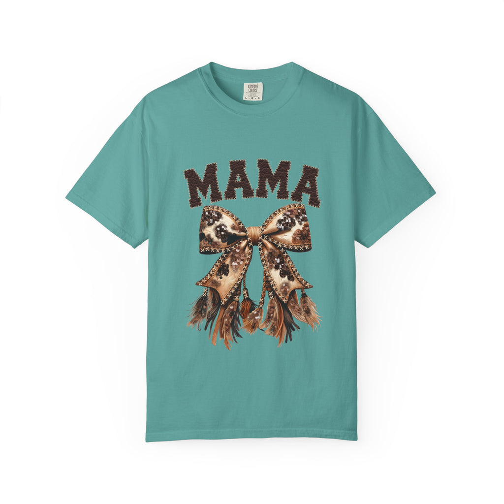 Mama Leopard Bow T‑Shirt – Floral Fringe Mom Tee