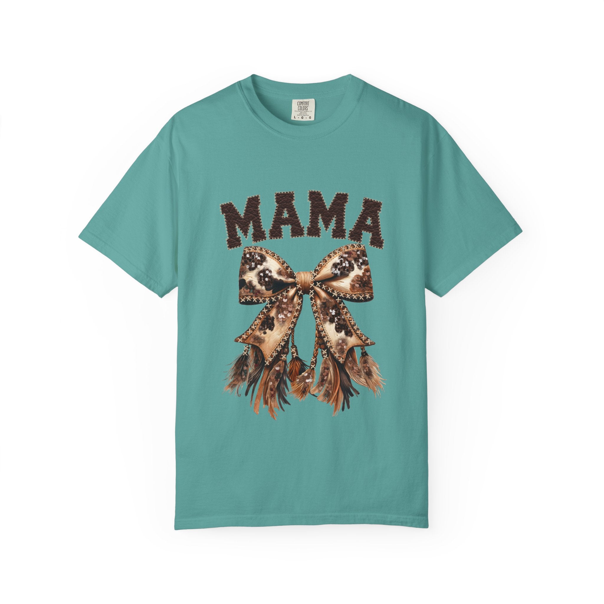 Mama Leopard Bow T‑Shirt – Floral Fringe Mom Tee