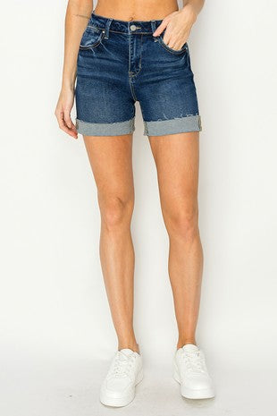 Plus Size High Rise Cuffed Shorts