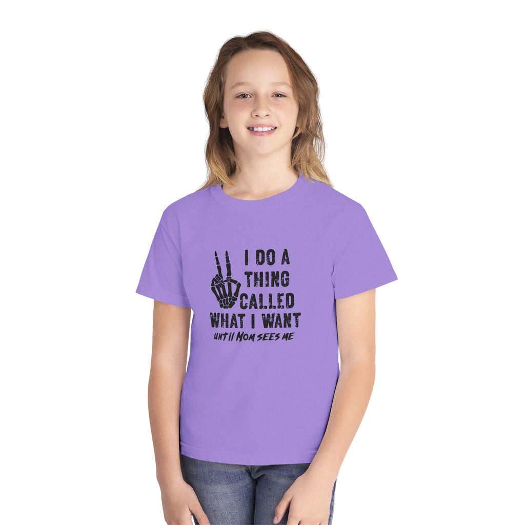 Youth Tee - "I Do A Thing Called What I Want" Skeleton Peace Sign Graphic
