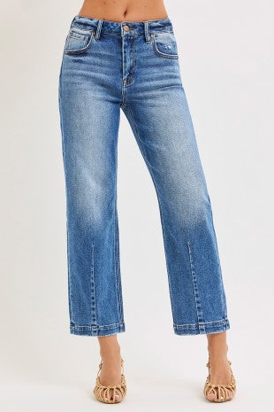 Plus Size High Rise Crop Boyfriend Tapered Jeans