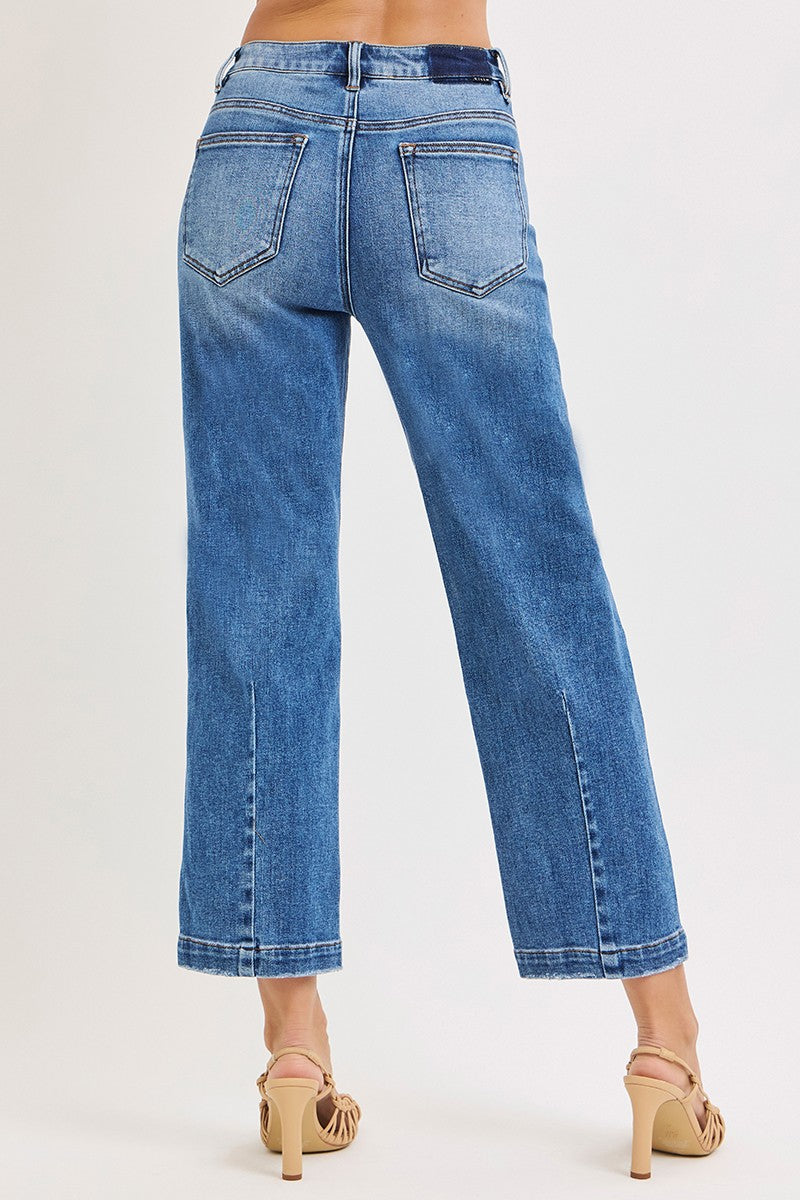 Plus Size High Rise Crop Boyfriend Tapered Jeans