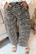 Zebra Stripe Printed Wide Leg Jeans