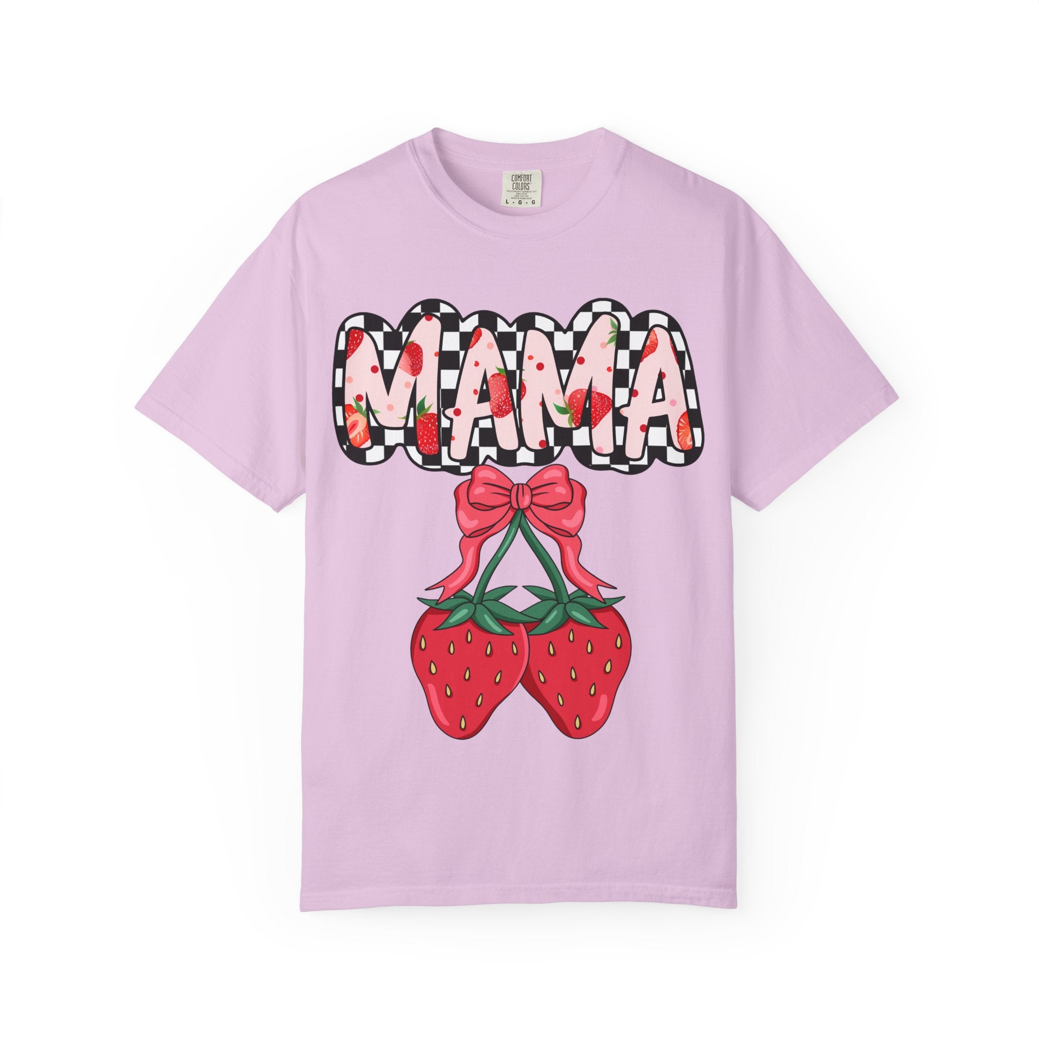 Mama Strawberry T-Shirt — Cute Floral Plaid Mama Tee for Mothers, Mother’s Day Gift