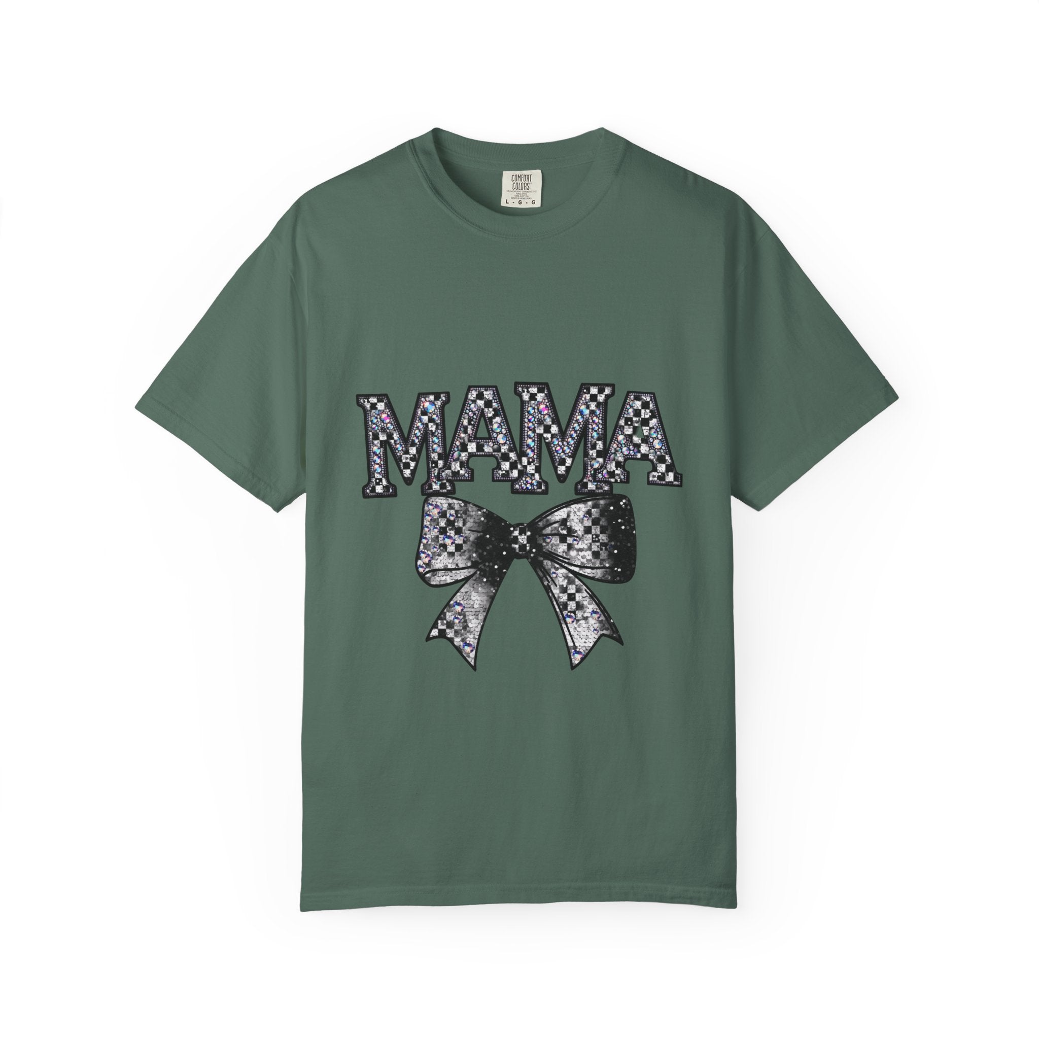 Mama Bow T-Shirt — Glitter Leopard Print "MAMA" Graphic Tee