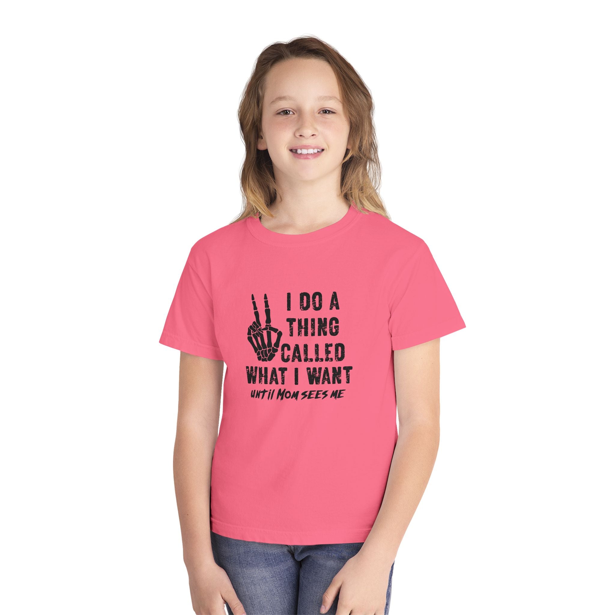 Youth Tee - "I Do A Thing Called What I Want" Skeleton Peace Sign Graphic