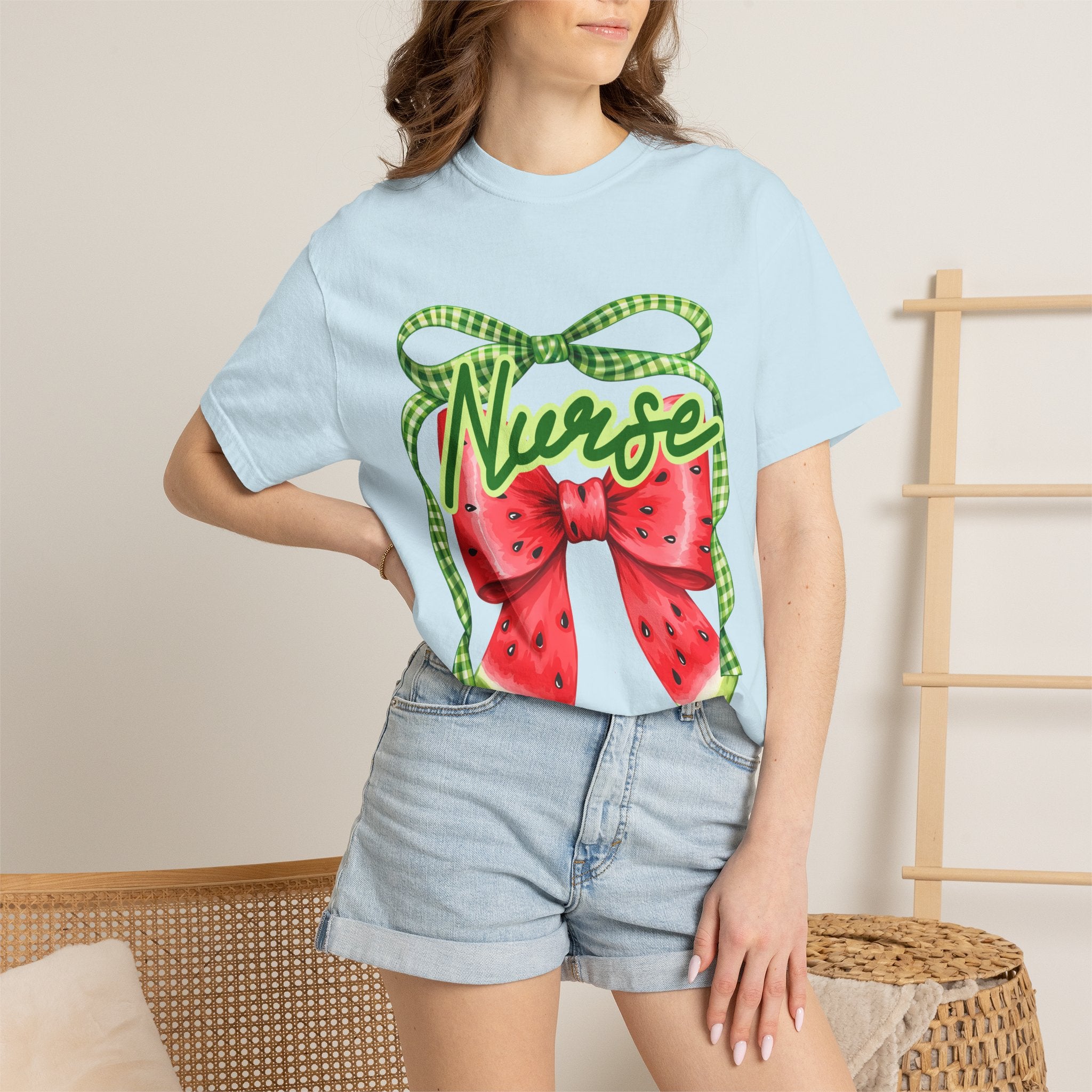 Nurse Watermelon Bow T-Shirt — Cute Summer Nurse Gift