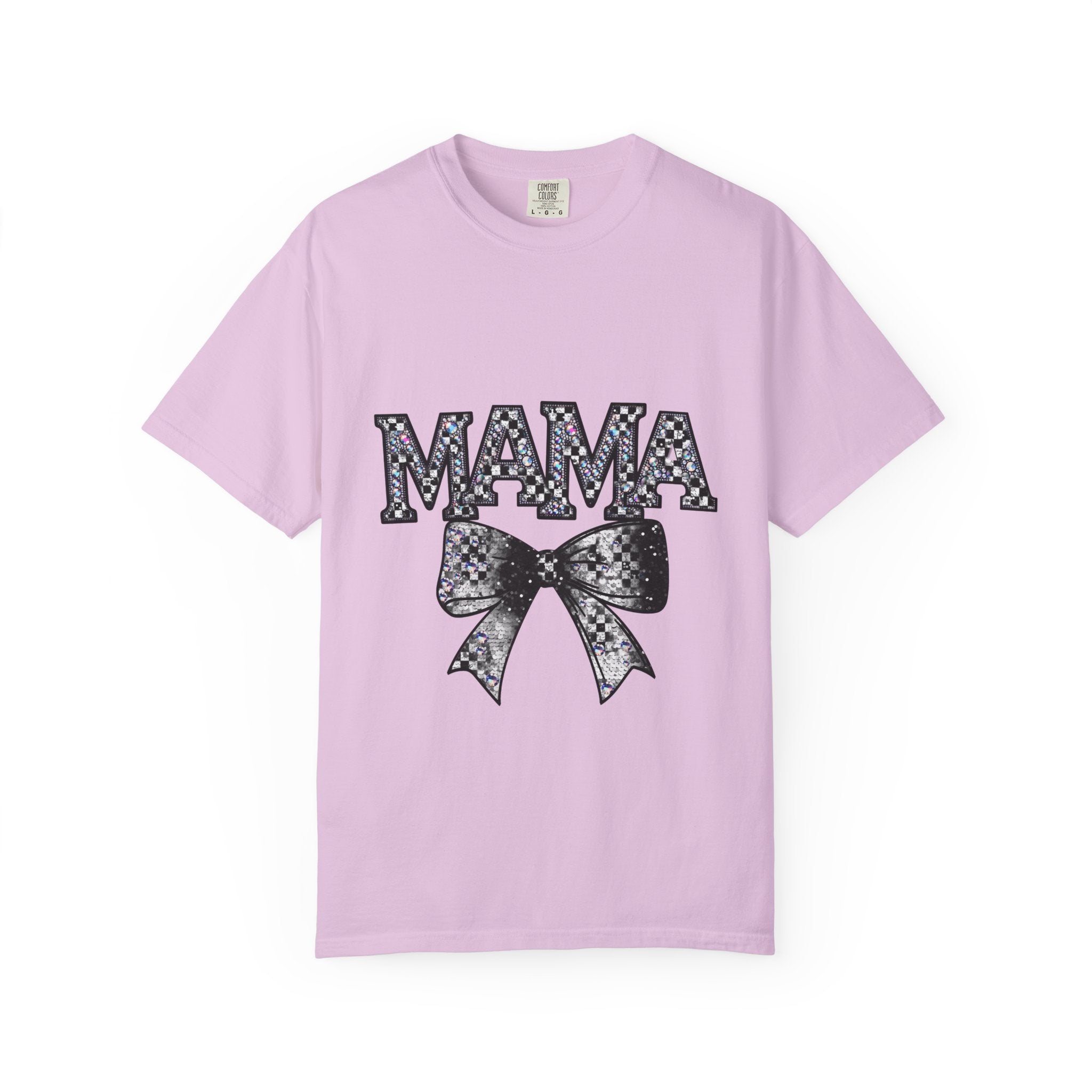 Mama Bow T-Shirt — Glitter Leopard Print "MAMA" Graphic Tee