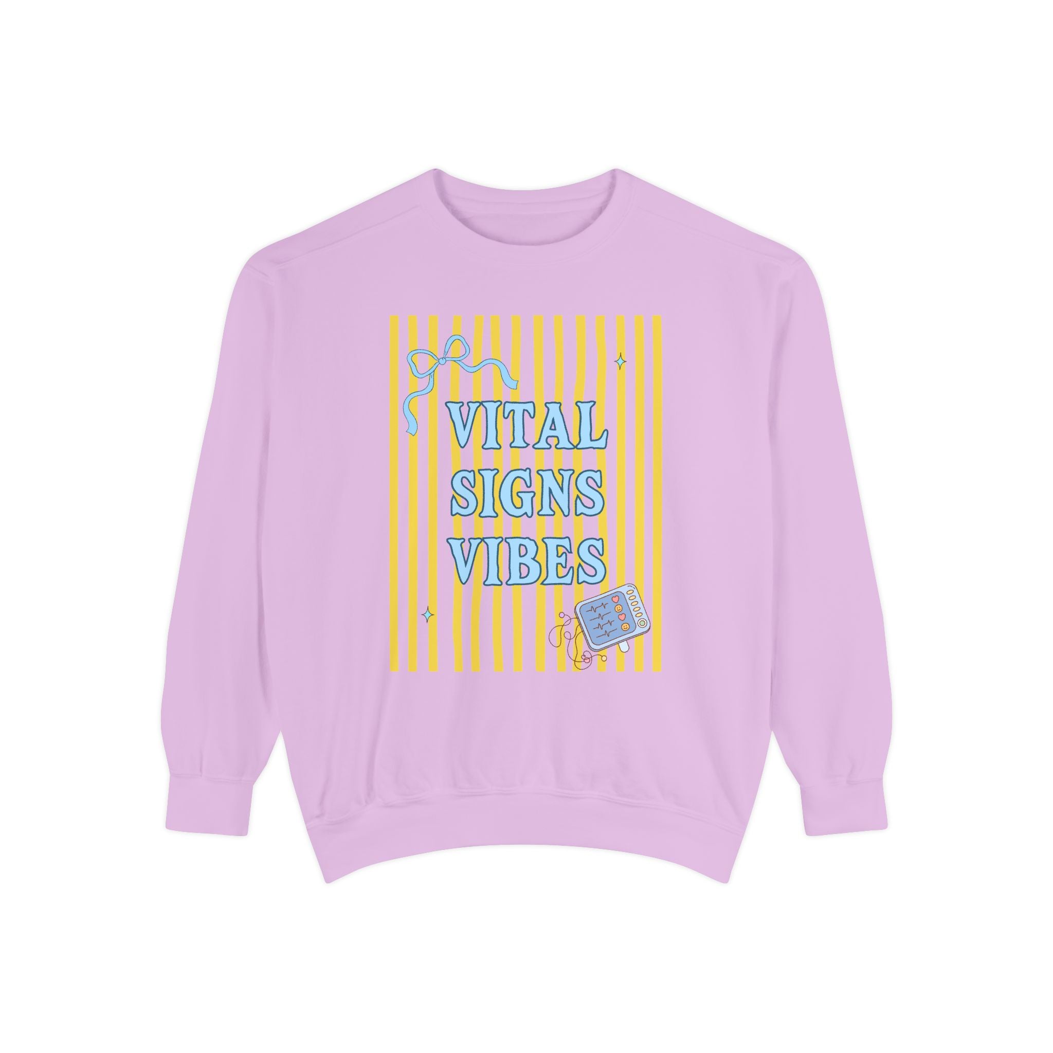Vital Signs Vibes Sweatshirt — Retro Stripe Graphic Crewneck