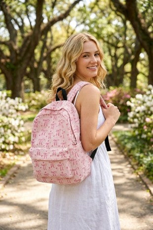 Coquette Bow Corduroy Black Backpack
