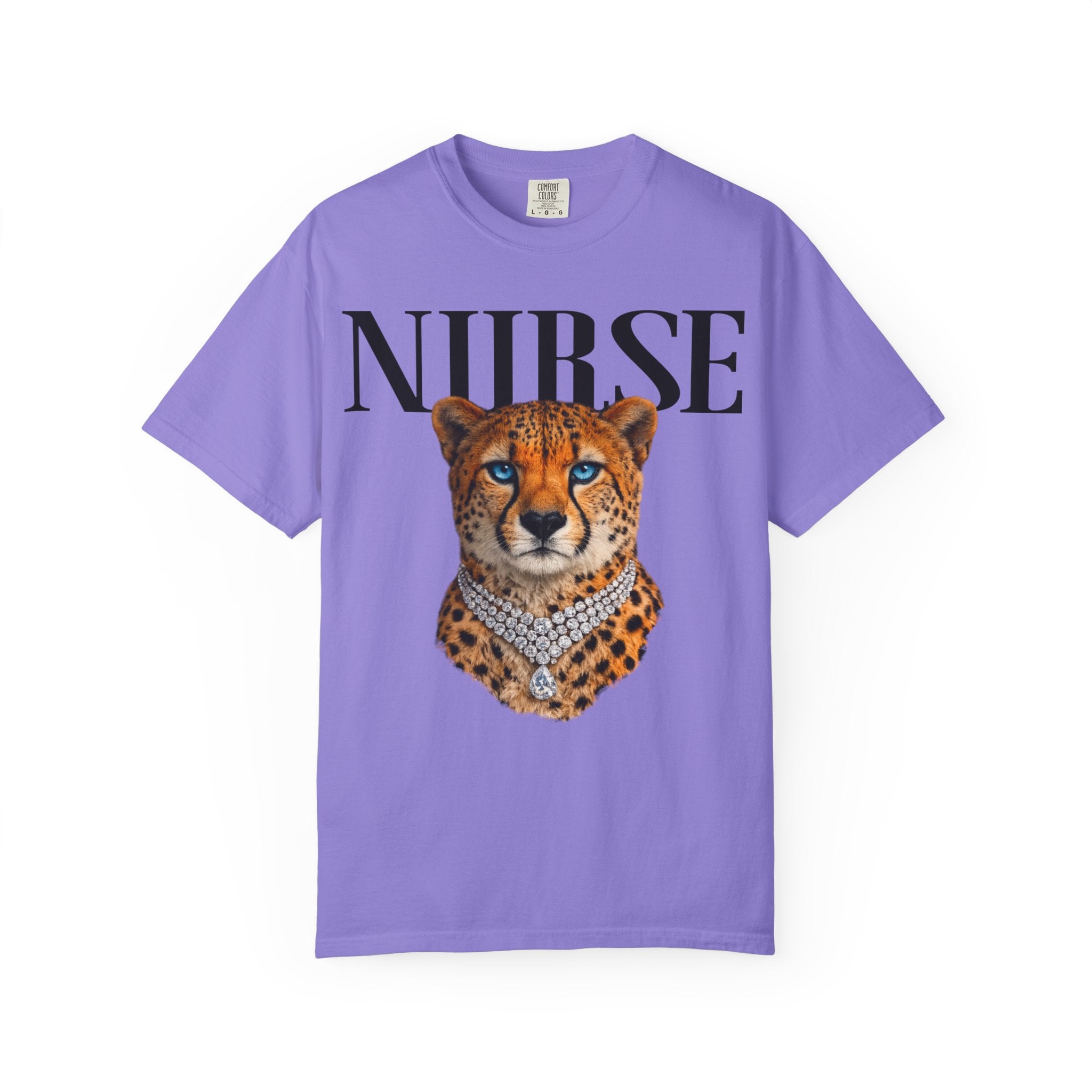 Nurse Cheetah Graphic T-Shirt — Stylish Medical Professional Tee