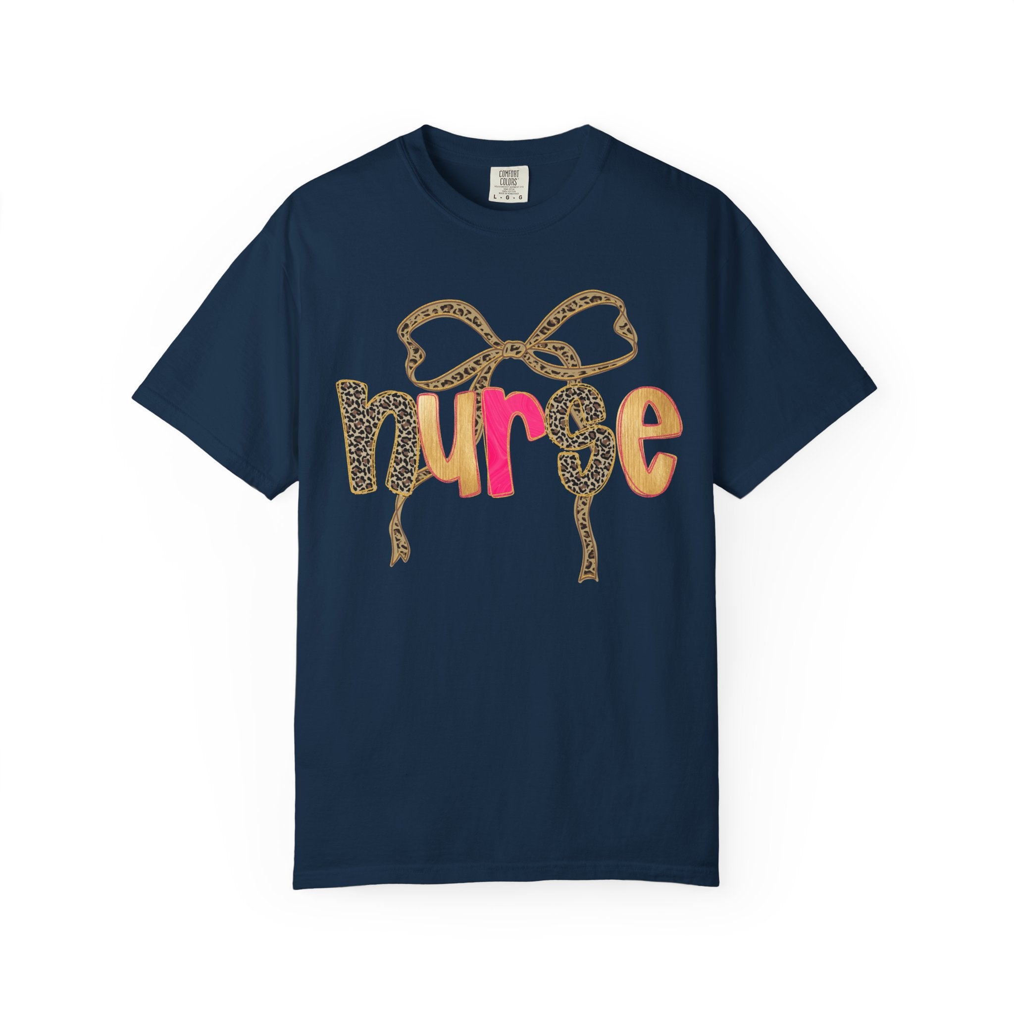 Nurse Leopard Bow T-Shirt — Cute Colorful Nurse Tee