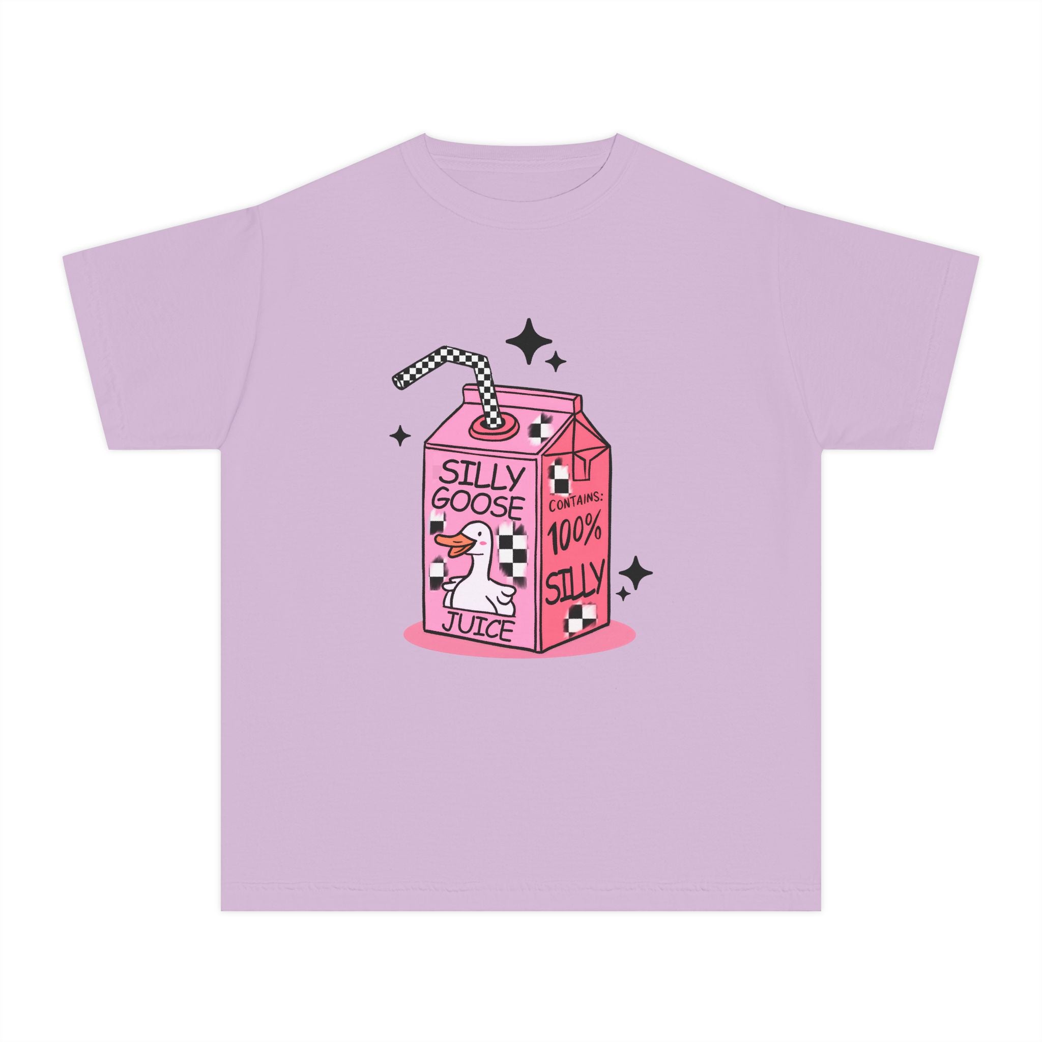 Youth Tee — 'Silly Goose Juice' Pink Milk Carton Kids Shirt
