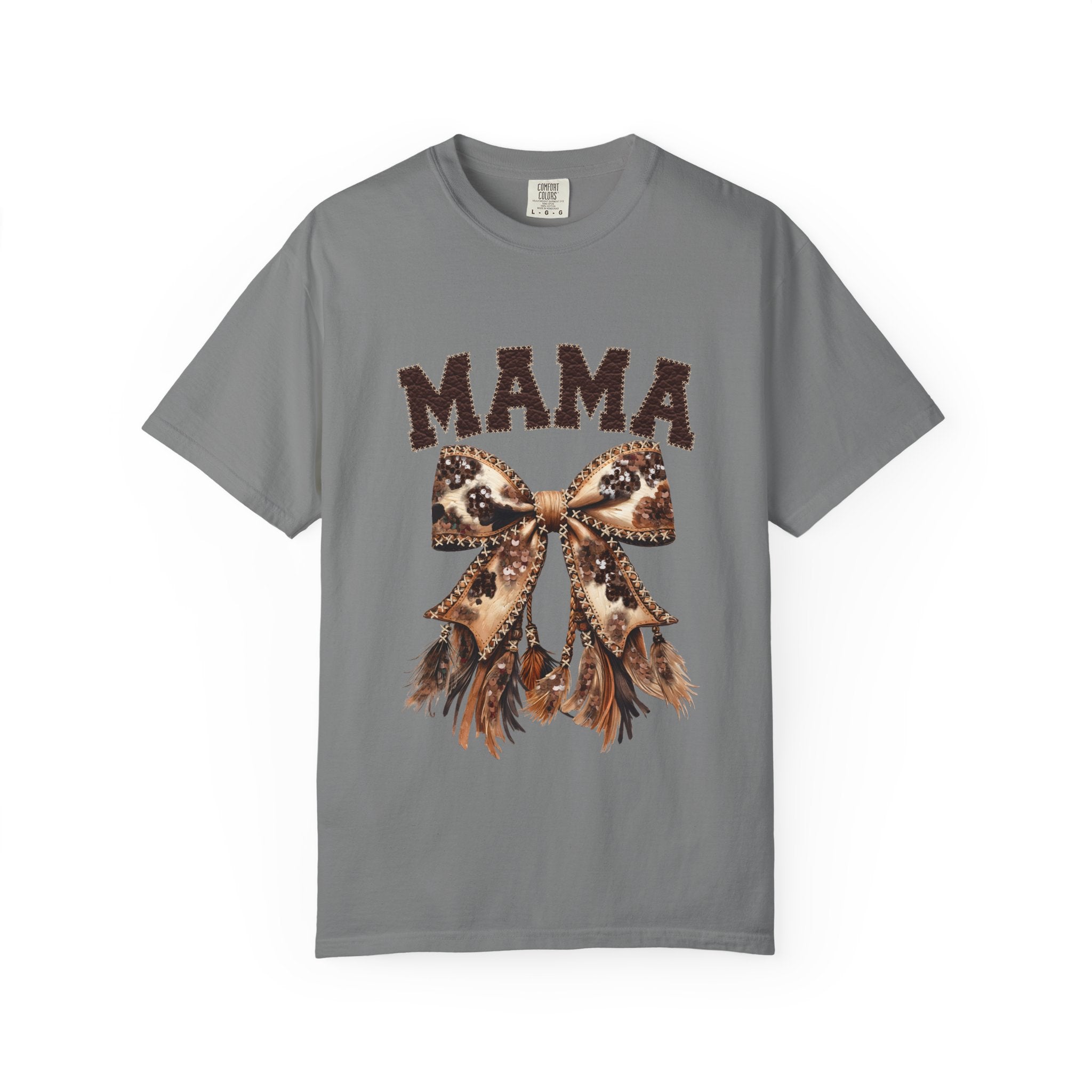 Mama Leopard Bow T‑Shirt – Floral Fringe Mom Tee