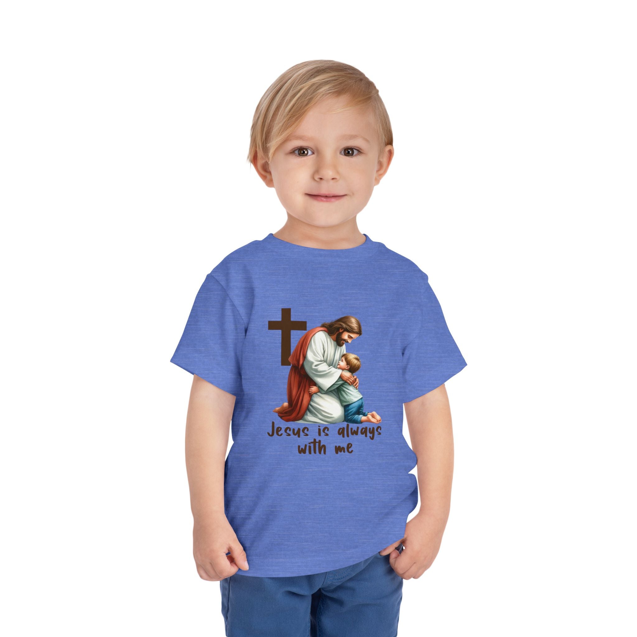 Toddler Tee — "Jesus Is Always With Me" Religious Baby T‑Shirt