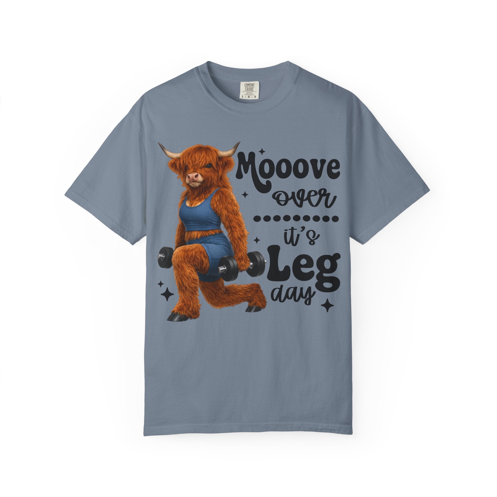Leg Day Cow Graphic T-Shirt — "Mooove Over It's Leg Day" Funny Gym Tee