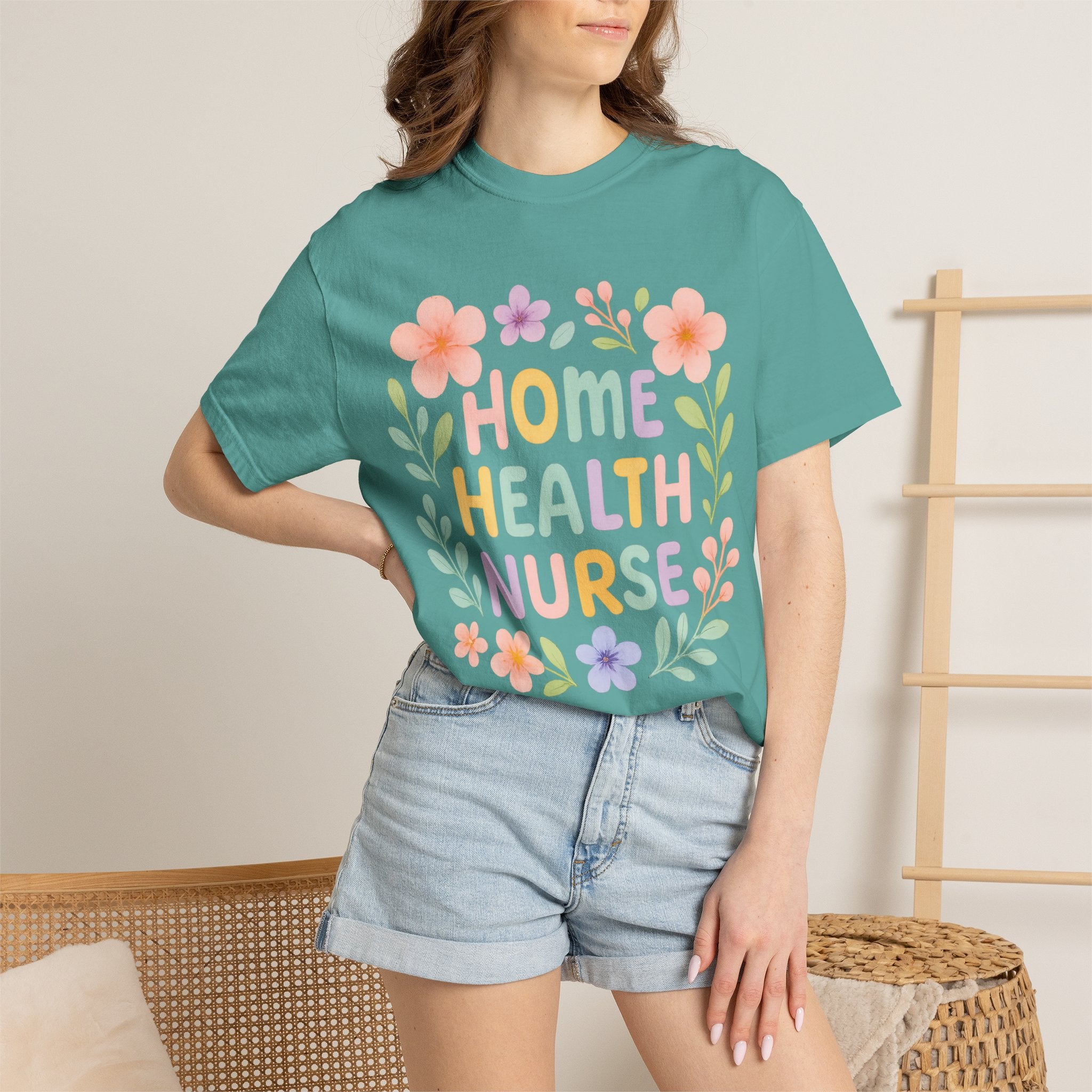 Home Health Nurse Floral T-Shirt — Pastel Appreciation Tee for Nurses