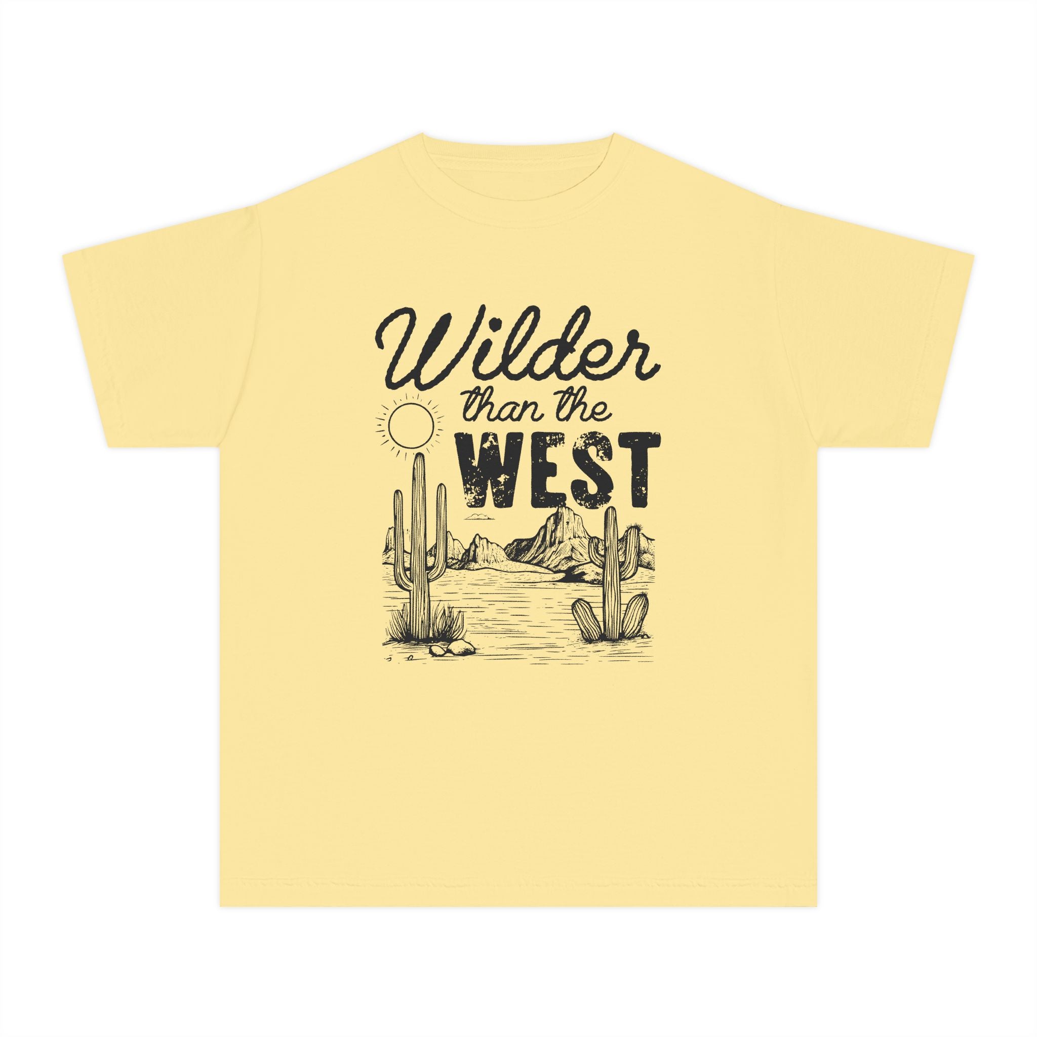 Youth Tee — "Wilder Than The West" Desert Cactus Graphic