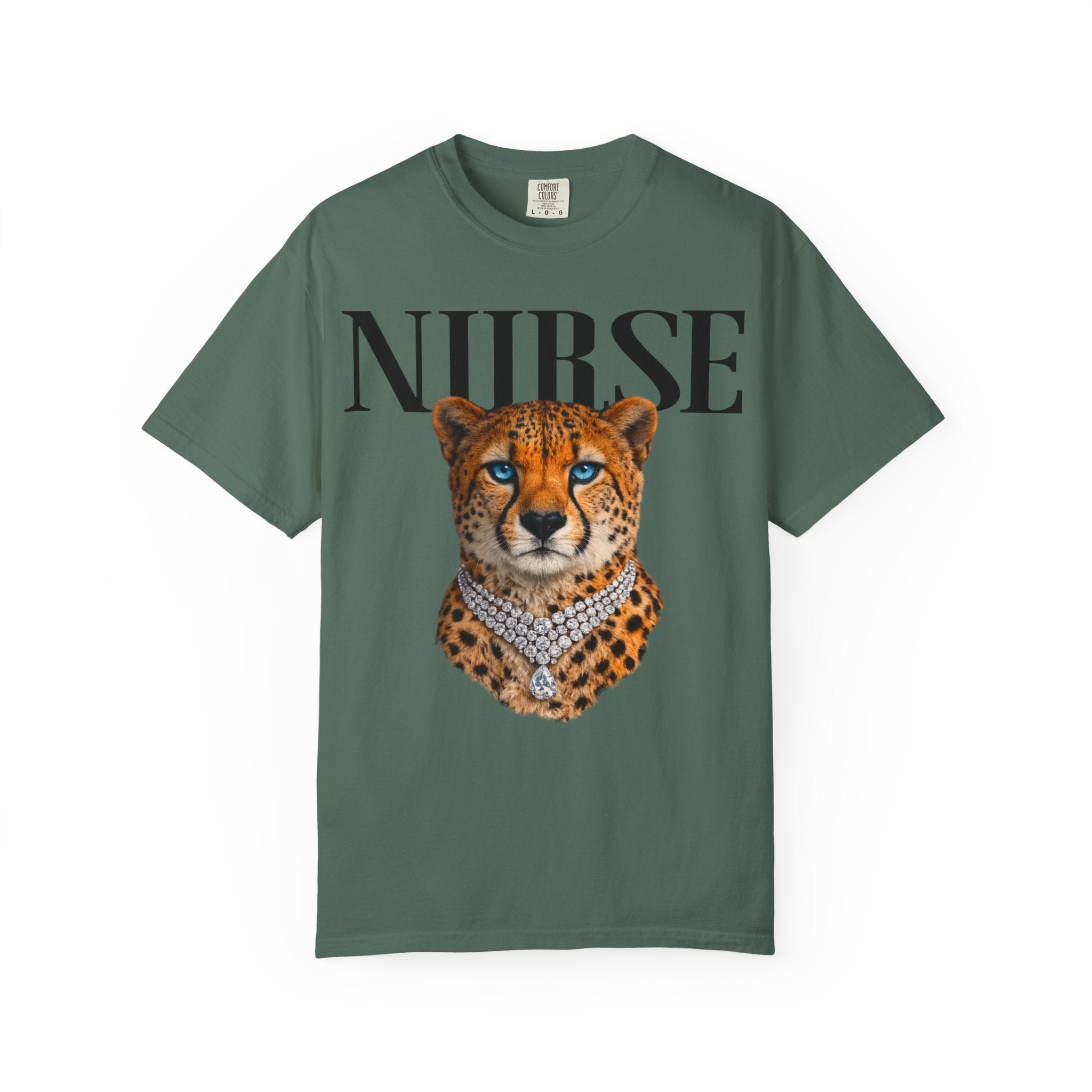 Nurse Cheetah Graphic T-Shirt — Stylish Medical Professional Tee