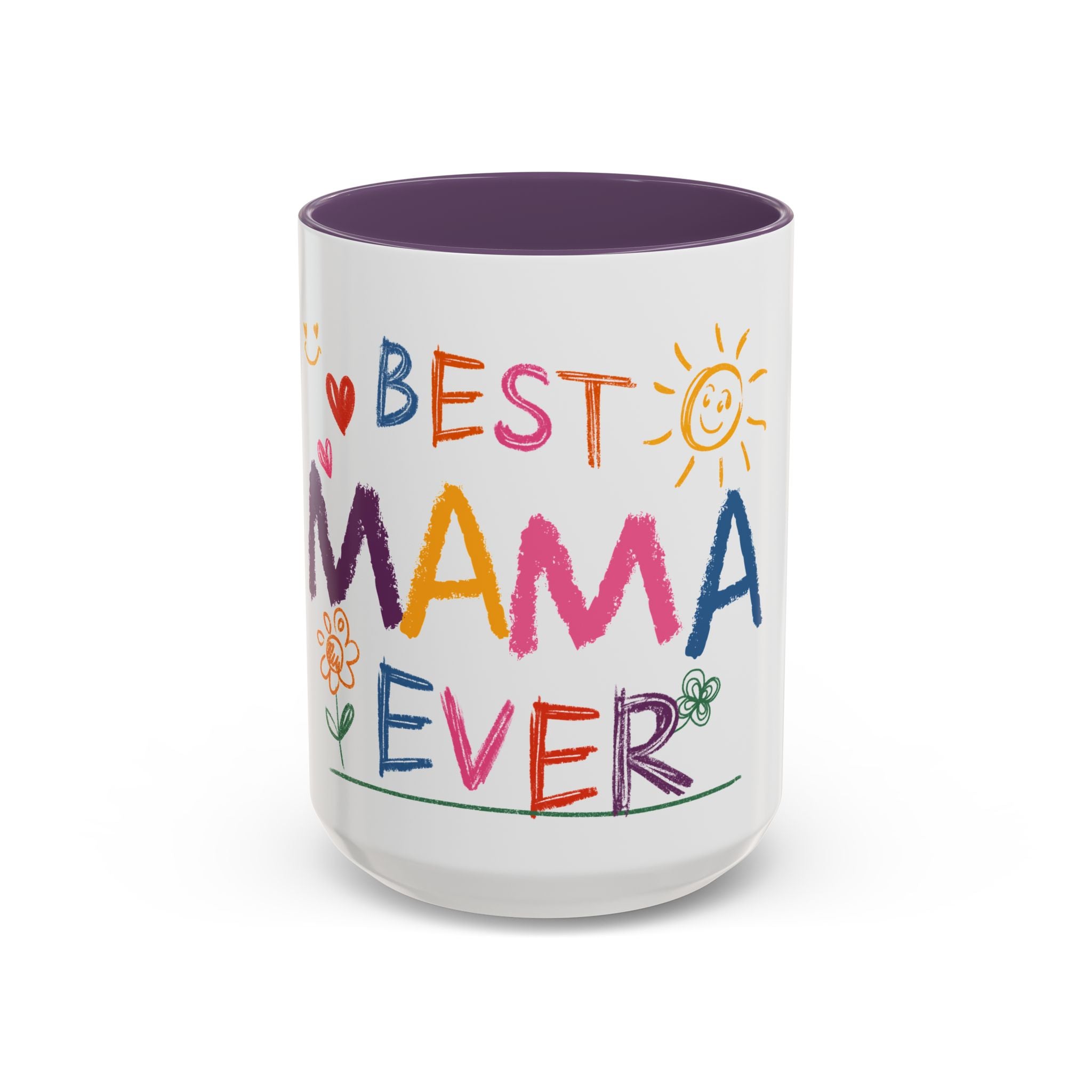 Best Mama Ever Accent Coffee Mug — Colorful Handwritten Mother’s Day Gift (11/15oz)
