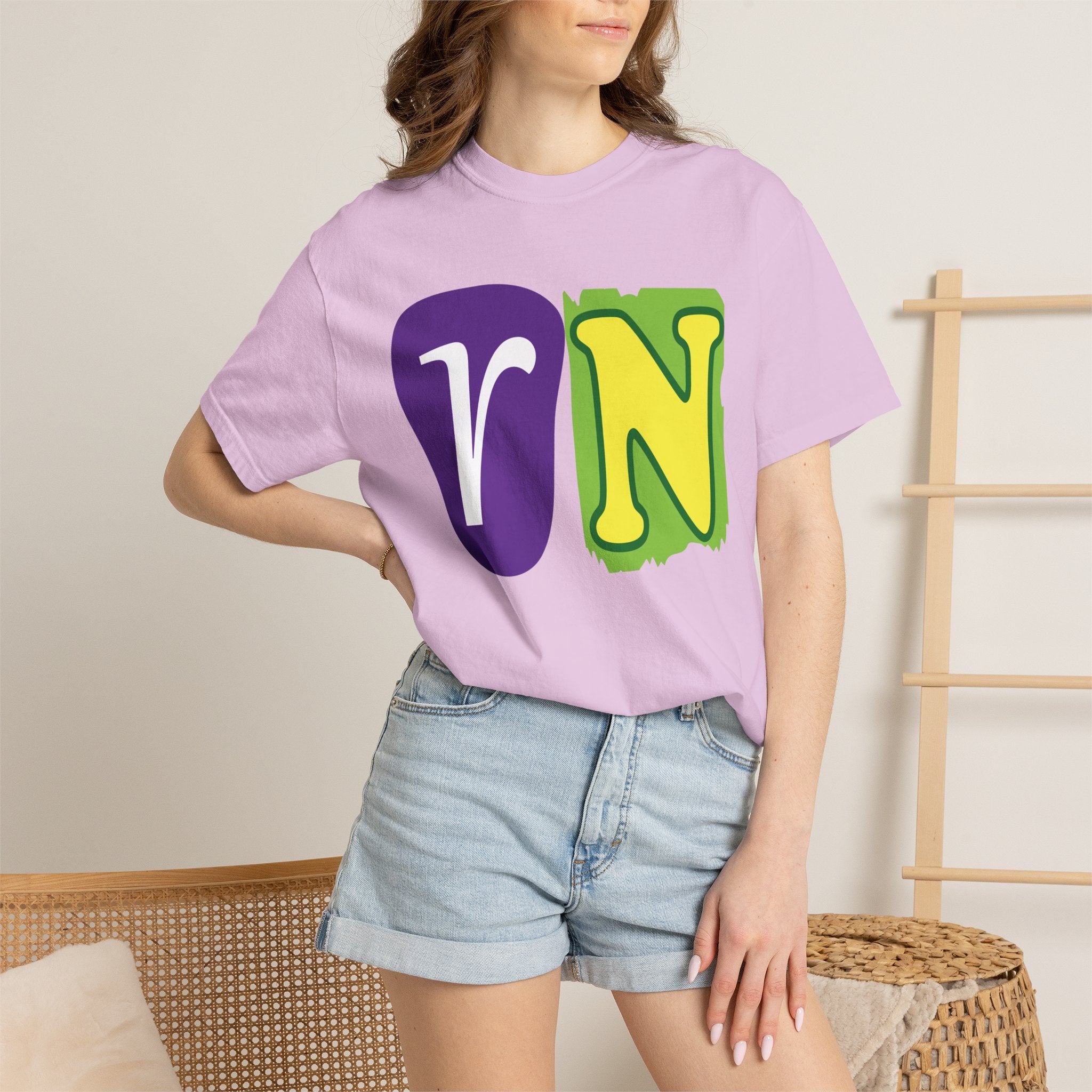 RN Block Letter T-Shirt — Playful Color-Block Initial Tee