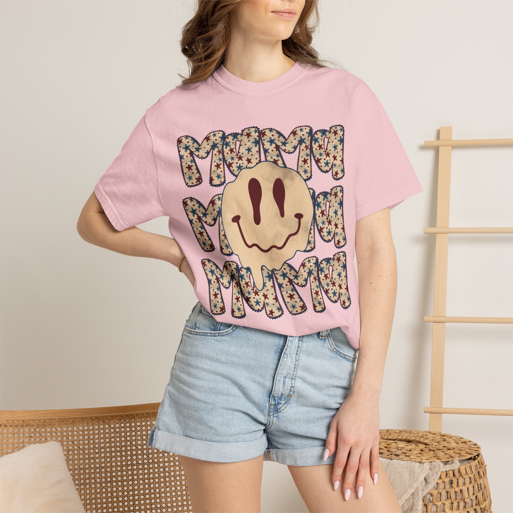 Retro Happy Face 'Mmmm' Floral Graphic T-Shirt