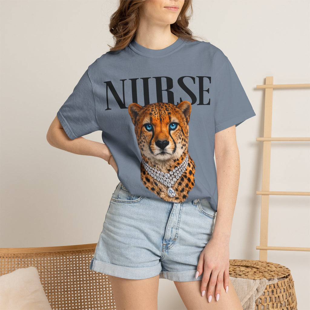 Nurse Cheetah Graphic T-Shirt — Stylish Medical Professional Tee