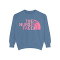 Nurse Face Sweatshirt — Pink Caduceus Retro Graphic Crewneck