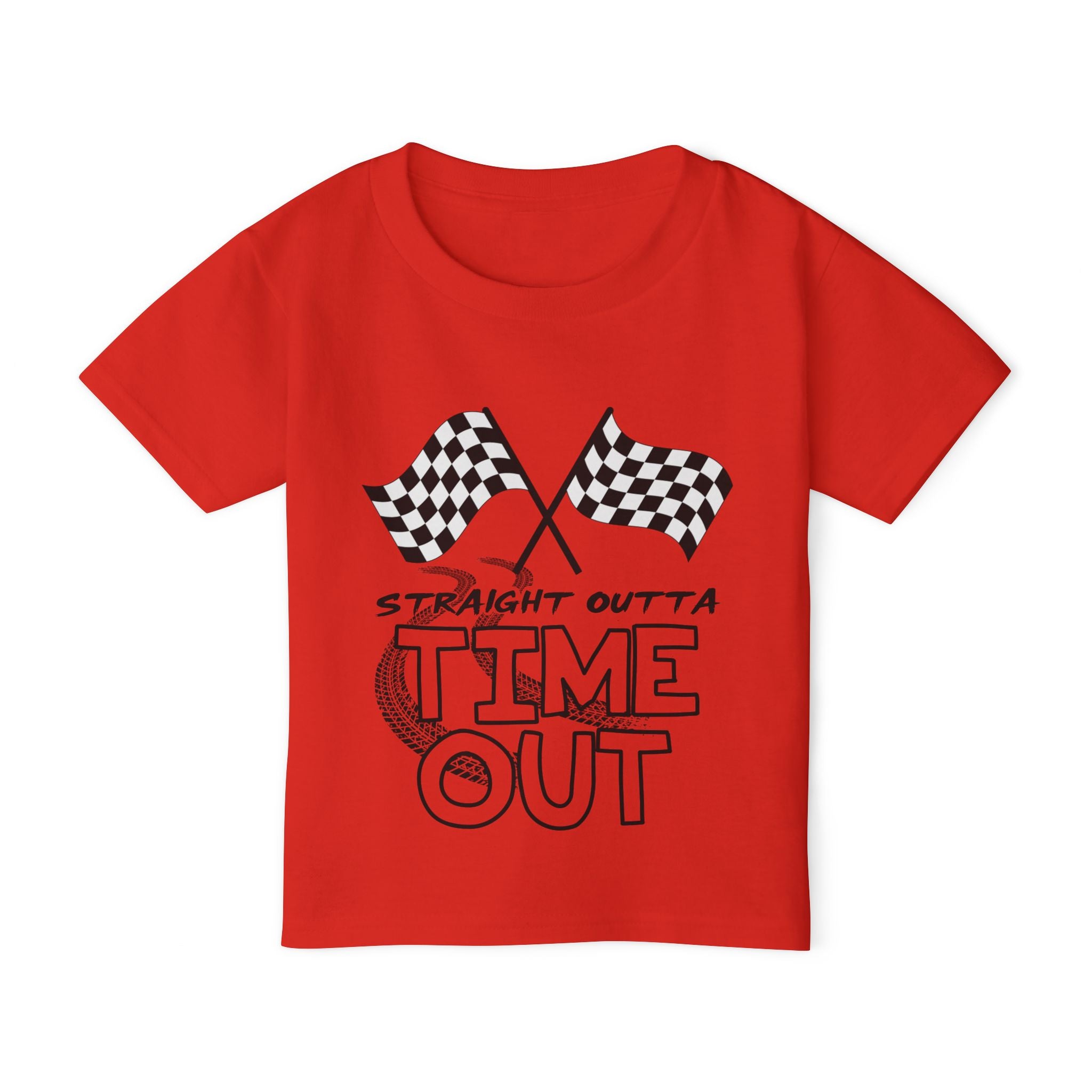 Toddler T-Shirt — "Straight Outta Time Out" Racing Flag Kids Tee