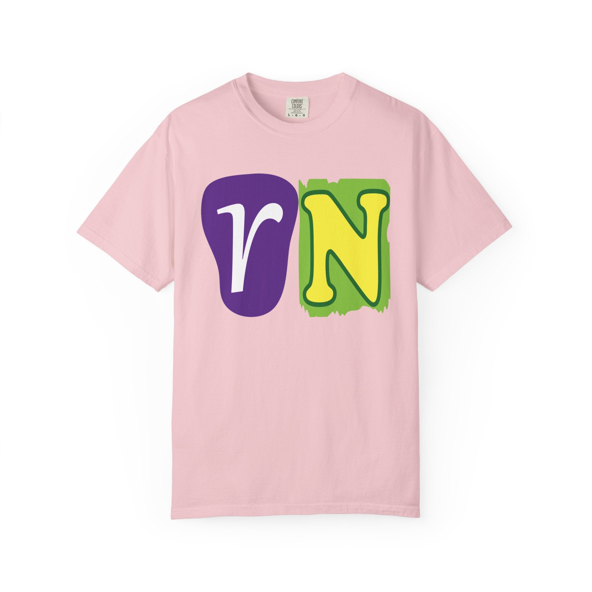 RN Block Letter T-Shirt — Playful Color-Block Initial Tee