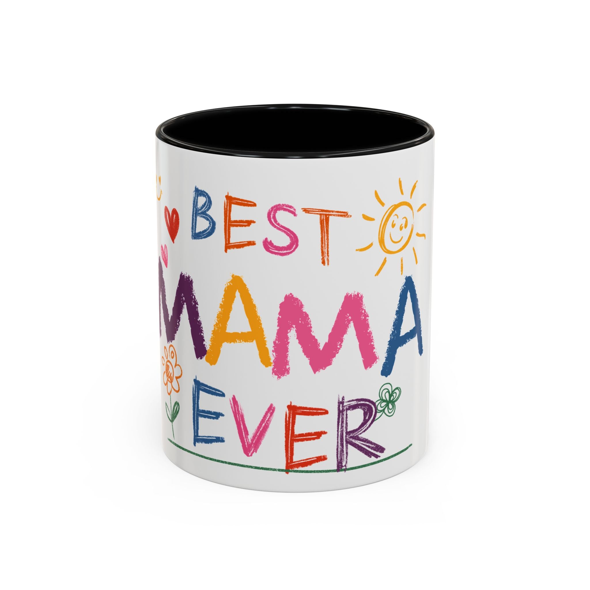 Best Mama Ever Accent Coffee Mug — Colorful Handwritten Mother’s Day Gift (11/15oz)