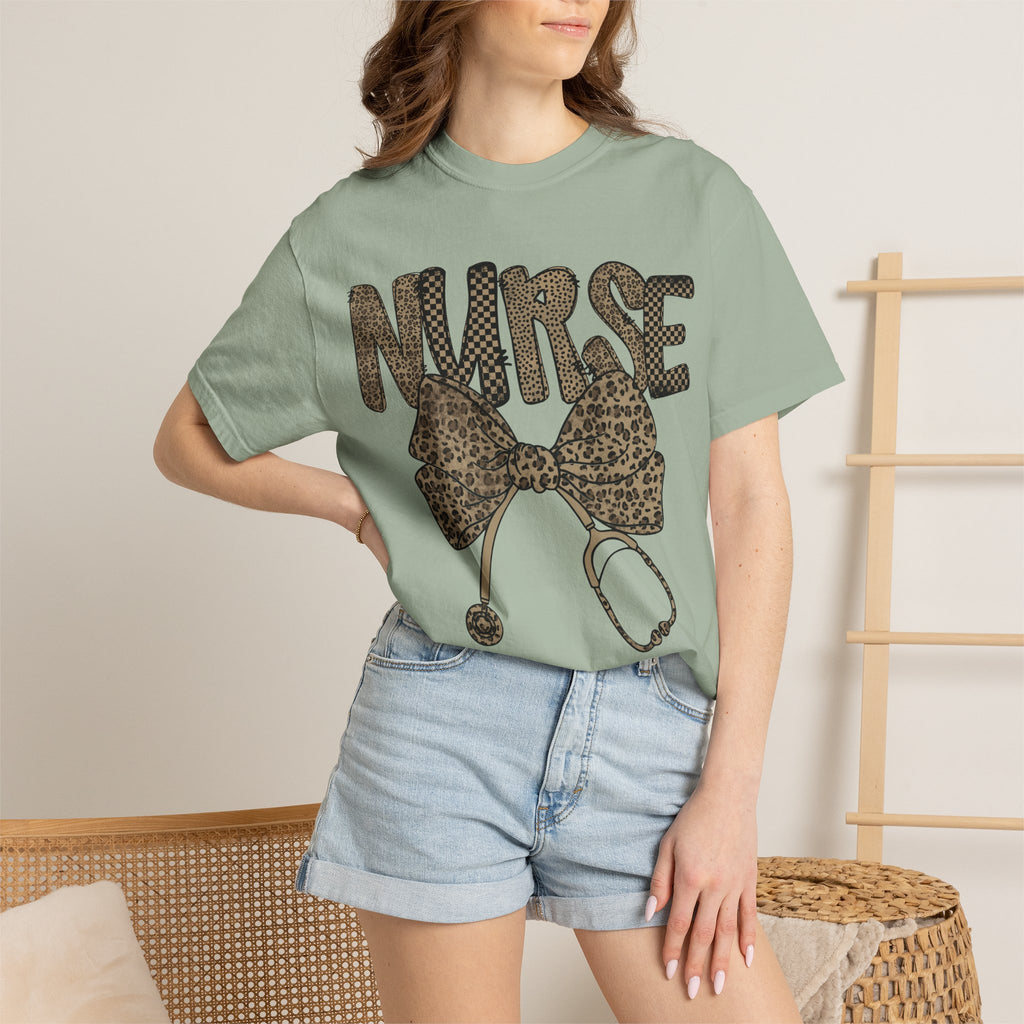 Nurse Leopard Print Stethoscope T-Shirt