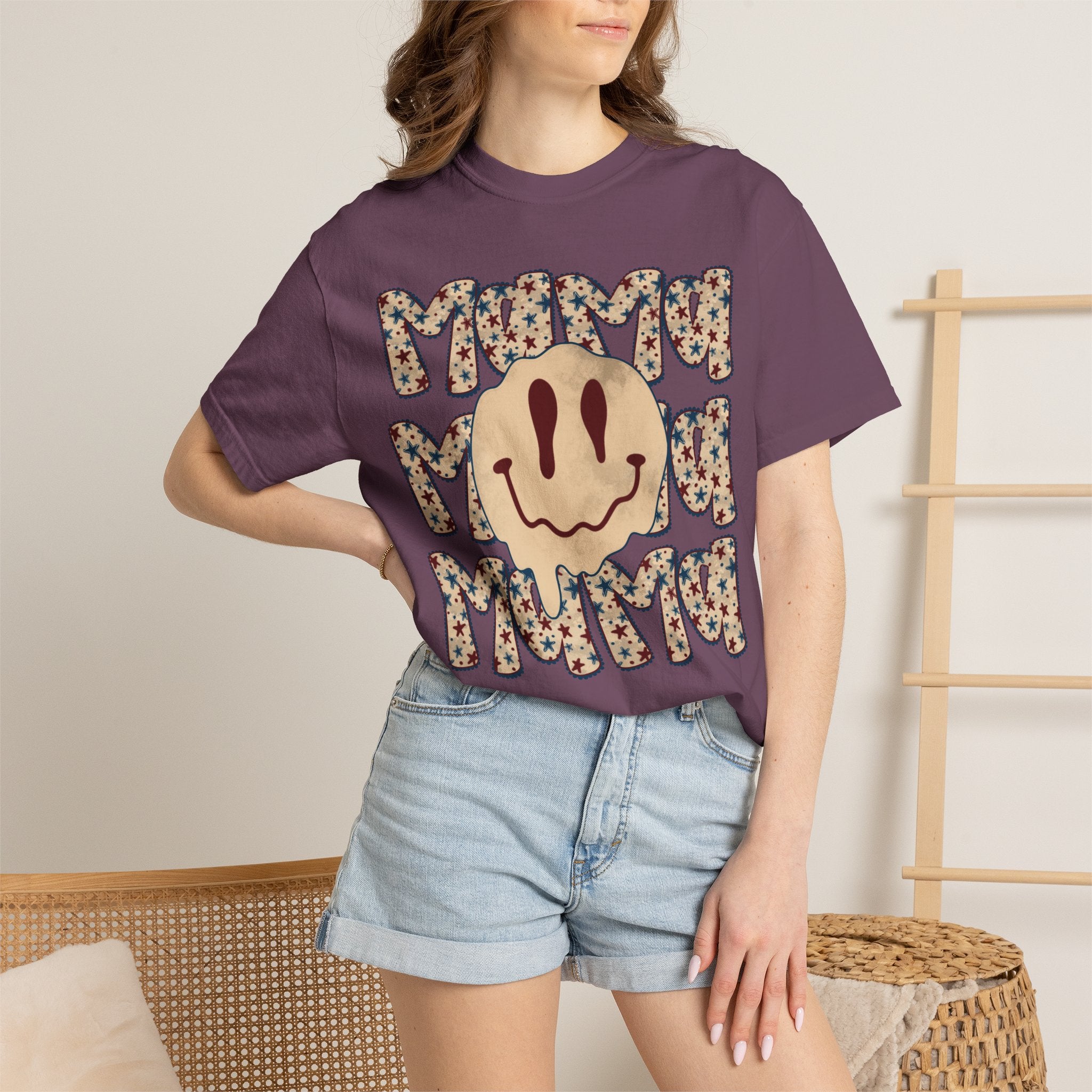 Retro Happy Face 'Mmmm' Floral Graphic T-Shirt